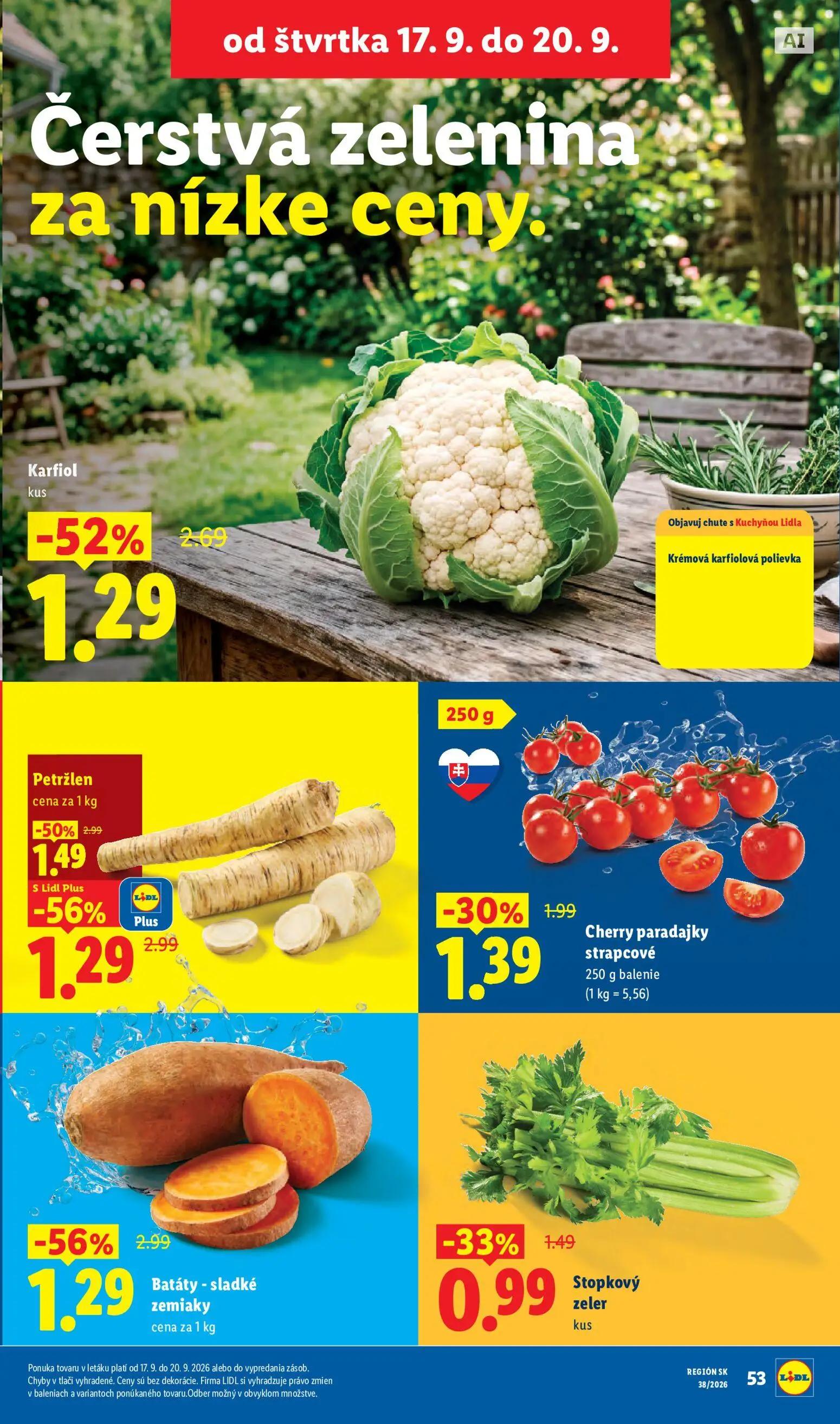 Lidl leták, strana 65 z 105 — Petržlen, Batáty - sladké zemiaky, Karfiol