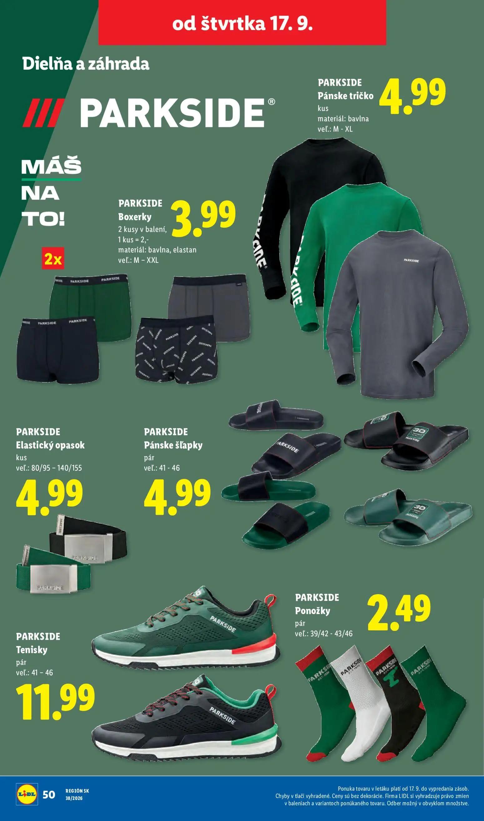 Lidl leták, strana 84 z 105 — PARKSIDE Pánske tričko, PARKSIDE Boxerky, PARKSIDE Elastický opasok