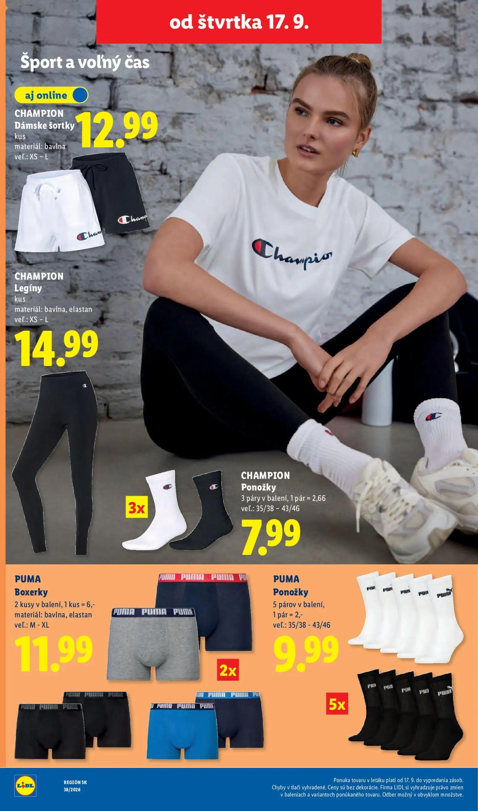 Lidl leták, strana 92 z 105 — CHAMPION Dámske šortky, CHAMPION Legíny, CHAMPION Ponožky