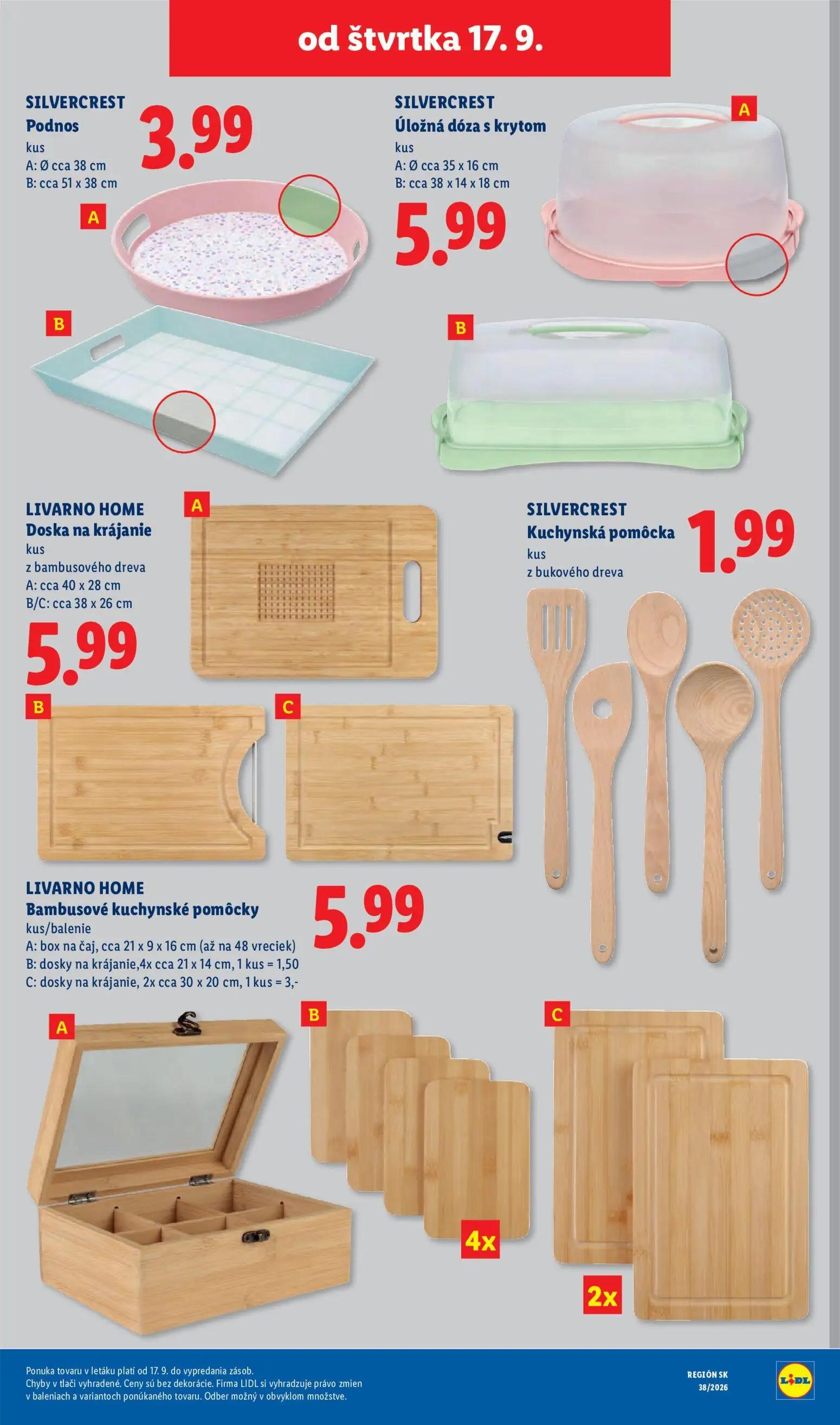 Lidl leták, strana 95 z 105 — SILVERCREST Podnos, SILVERCREST Úložná dóza s krytom, LIVARNO HOME Doska na krájanie