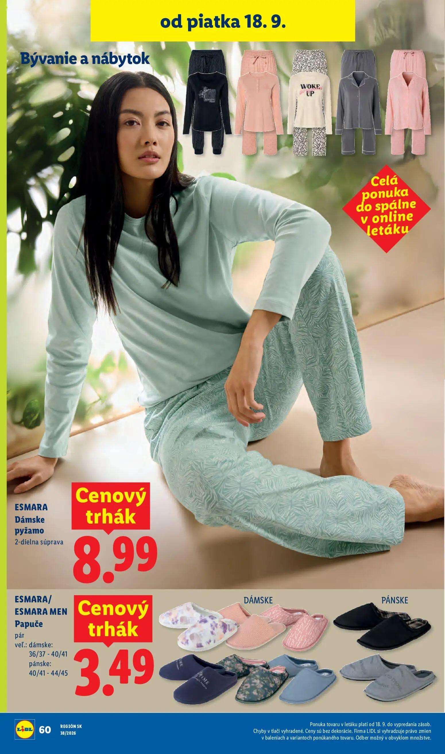 Lidl leták, strana 98 z 105 — ESMARA Dámske pyžamo 2-dielna súprava, ESMARA/ ESMARA MEN Papuče pár