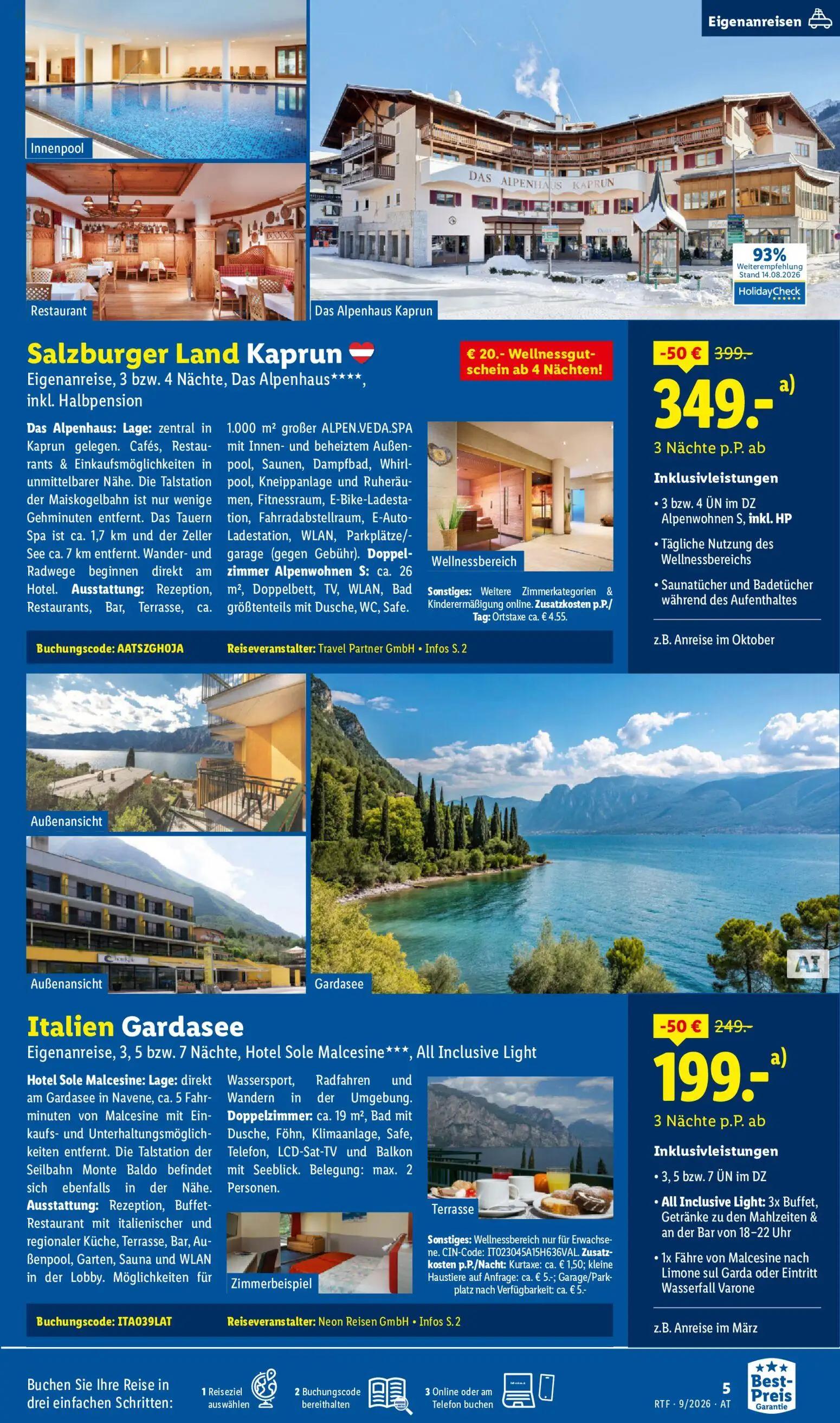Lidl Prospekt, Seite 5 von 24 — Salzburger Land Kaprun - Eigenanreise, 3 bzw. 4 Nächte, Das Alpenhaus****, inkl. Halbpension…