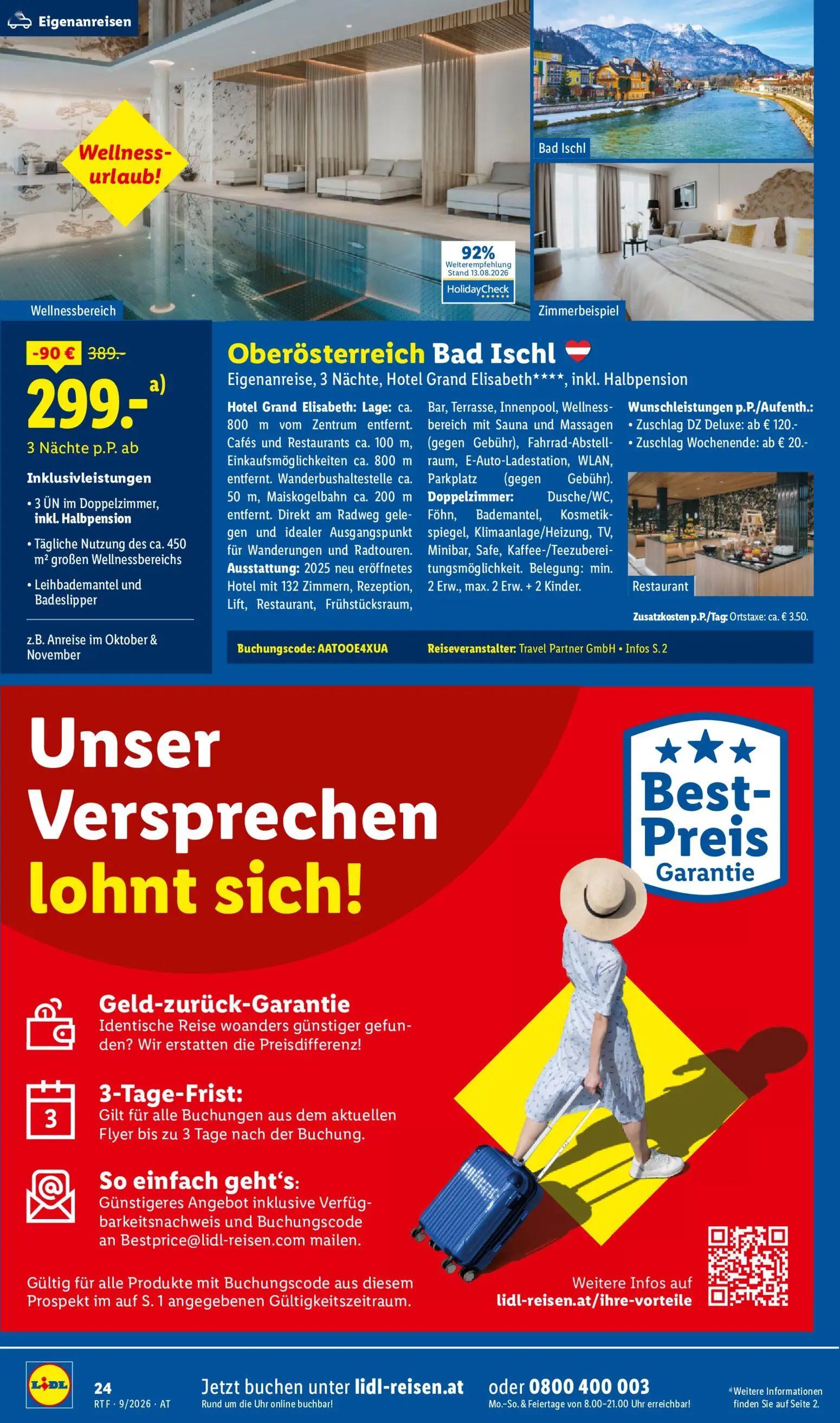 Lidl Prospekt, Seite 24 von 24 — Eigenanreise, 3 Nächte, Hotel Grand Elisabeth****, inkl. Halbpension, Zuschlag DZ Deluxe, Z…