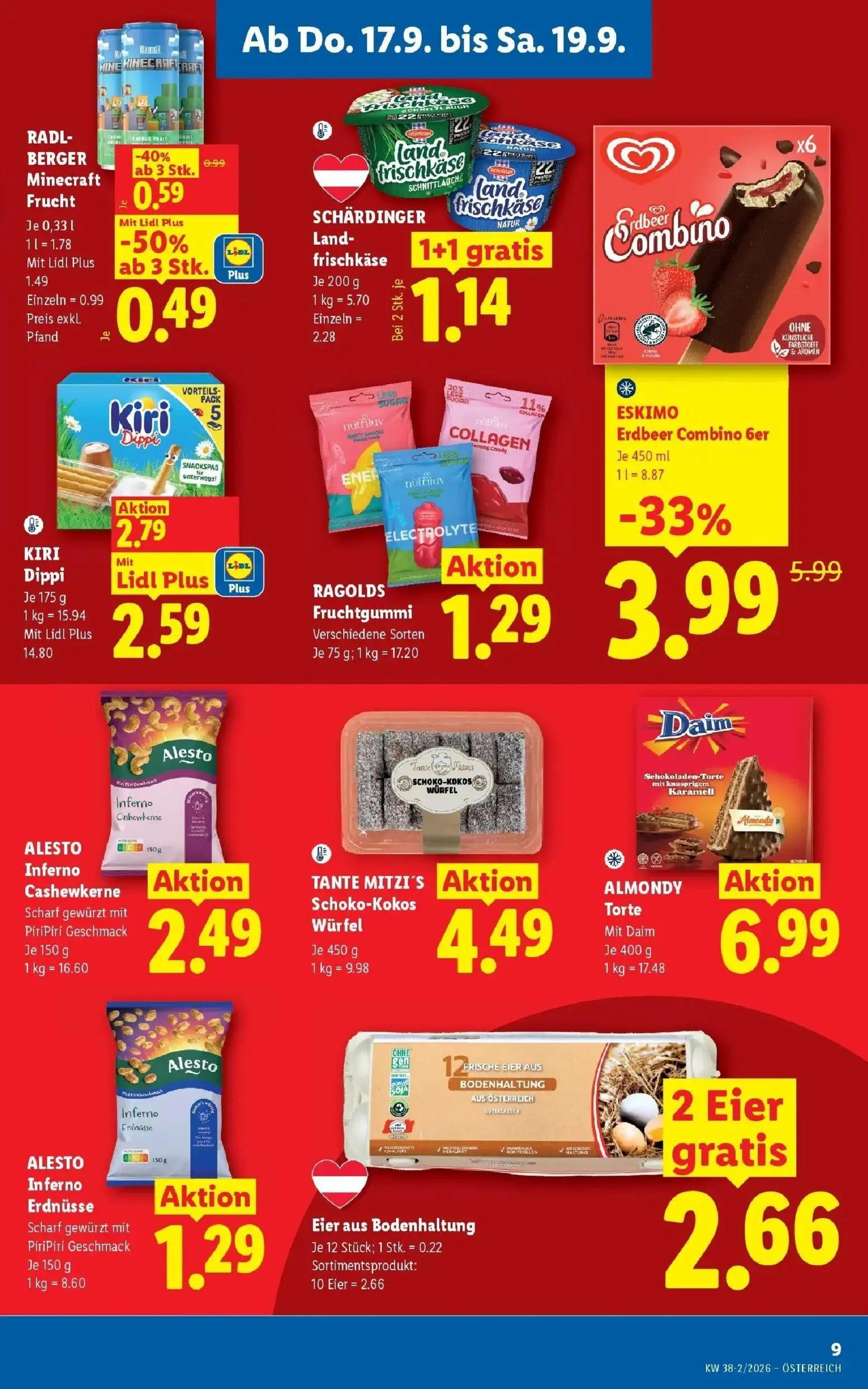 Lidl Prospekt, Seite 11 von 54 — ESKIMO Erdbeer Combino 6er, RADL-BERGER Minecraft Frucht, KIRI Dippi