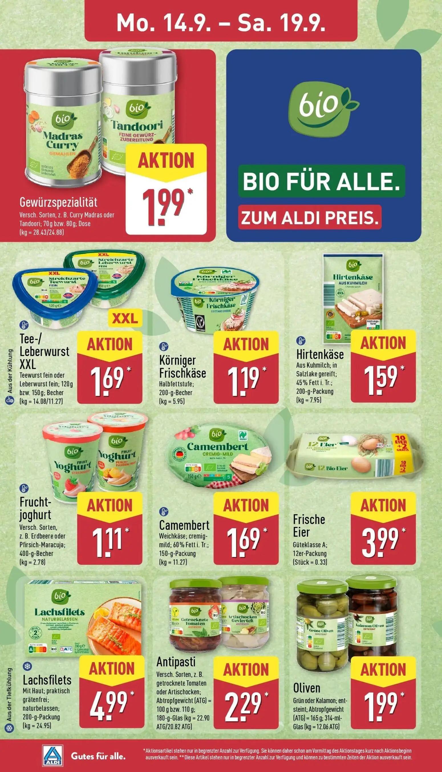 Aldi Nord Prospekt, Seite 10 von 45 — Gewürzspezialität, Tee-/Leberwurst XXL, Körniger Frischkäse