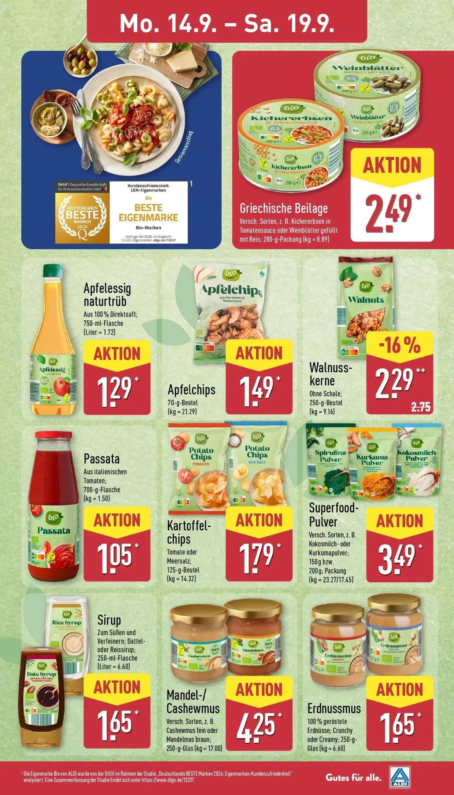 Aldi Nord Prospekt, Seite 11 von 45 — Walnusskerne, Griechische Beilage, Apfelessig naturtrüb