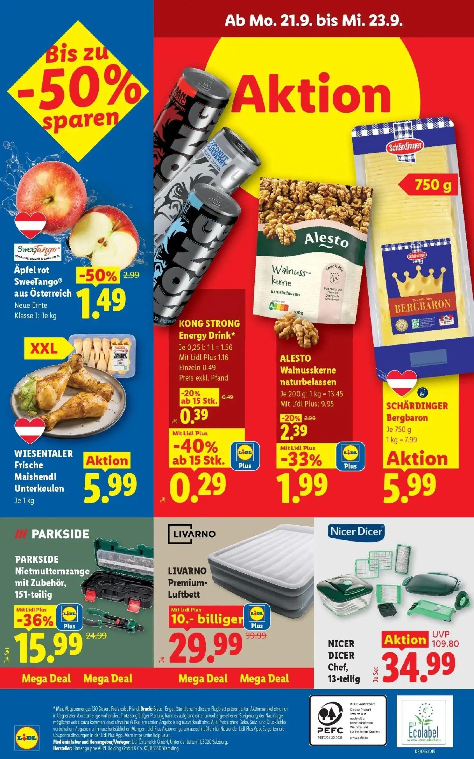 Lidl Prospekt, Seite 29 von 54 — NICER DICER Chef, LIVARNO Premium-Luftbett, PARKSIDE Nietmutternzange mit Zubehör