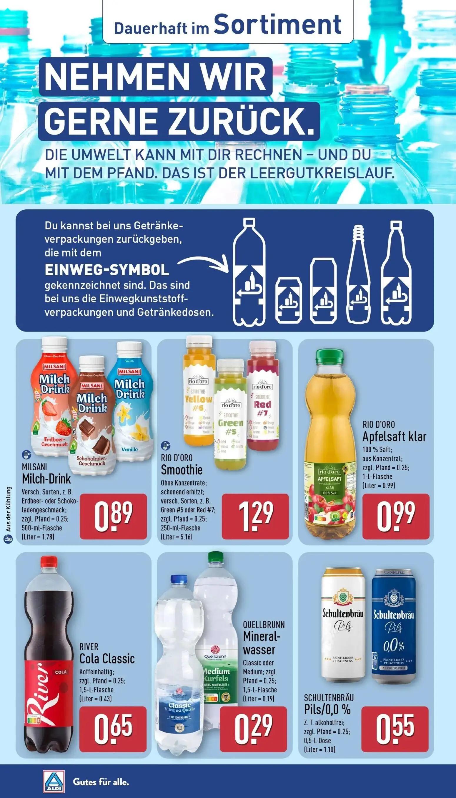 Aldi Nord Prospekt, Seite 37 von 45 — MILSANI Milch-Drink Versch. Sorten, z. B. Erdbeer- oder Schokoladengeschmack; zzgl. Pf…