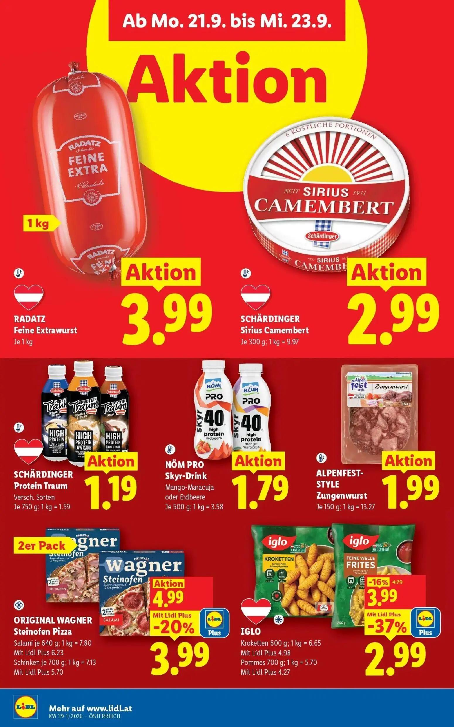 Lidl Prospekt, Seite 41 von 54 — ORIGINAL WAGNER Steinofen Pizza Salami, ORIGINAL WAGNER Steinofen Pizza Schinken, IGLO Krok…