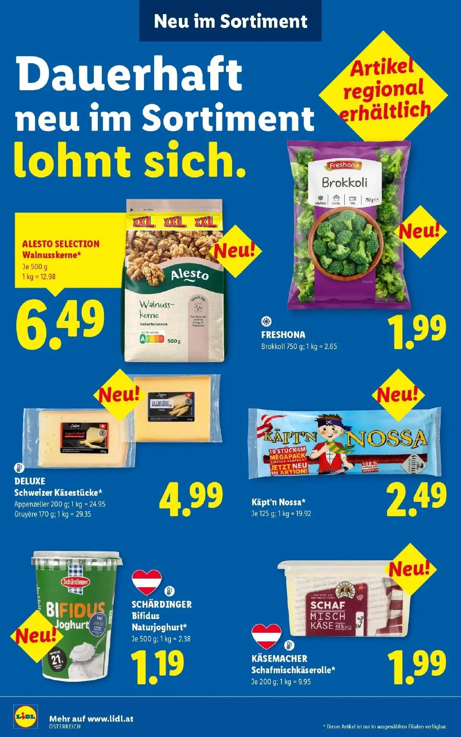 Lidl Prospekt, Seite 47 von 54 — ALESTO SELECTION Walnusskerne*, FRESHONA Brokkoli, DELUXE Schweizer Käsestücke*