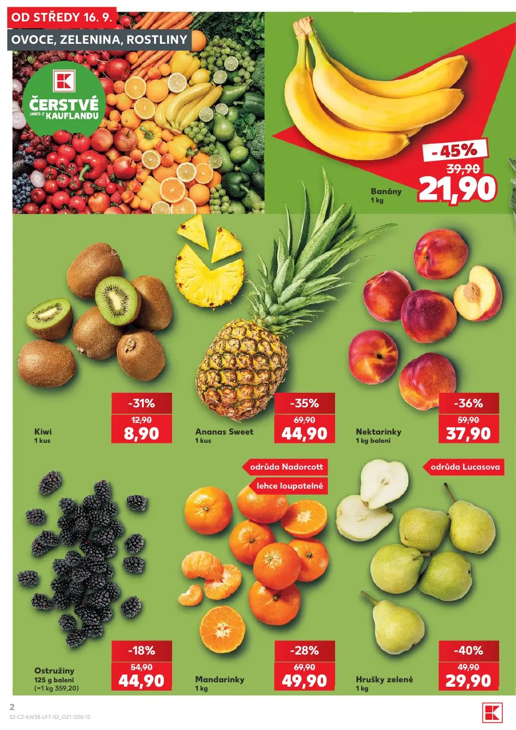 Kaufland leták, strana 2 z 56 — Ananas Sweet, Nektarinky, Mandarinky
