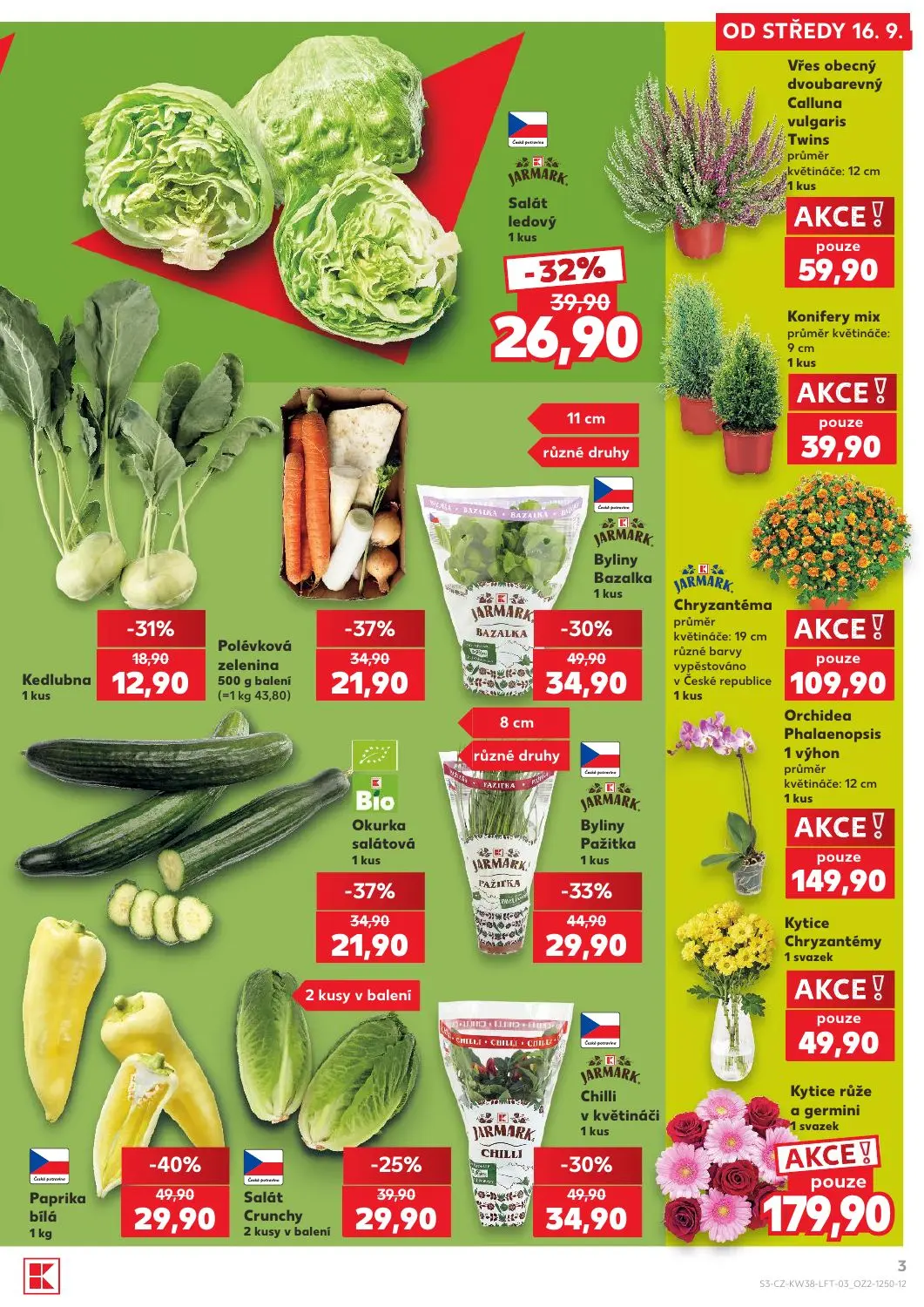 Kaufland leták, strana 3 z 56 — Paprika bílá, Byliny Bazalka, Byliny Pažitka