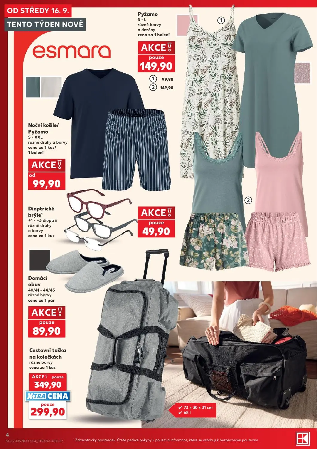 Kaufland leták, strana 4 z 18 — Pyžamo, Cestovní taška na kolečkách, Noční košile/Pyžamo