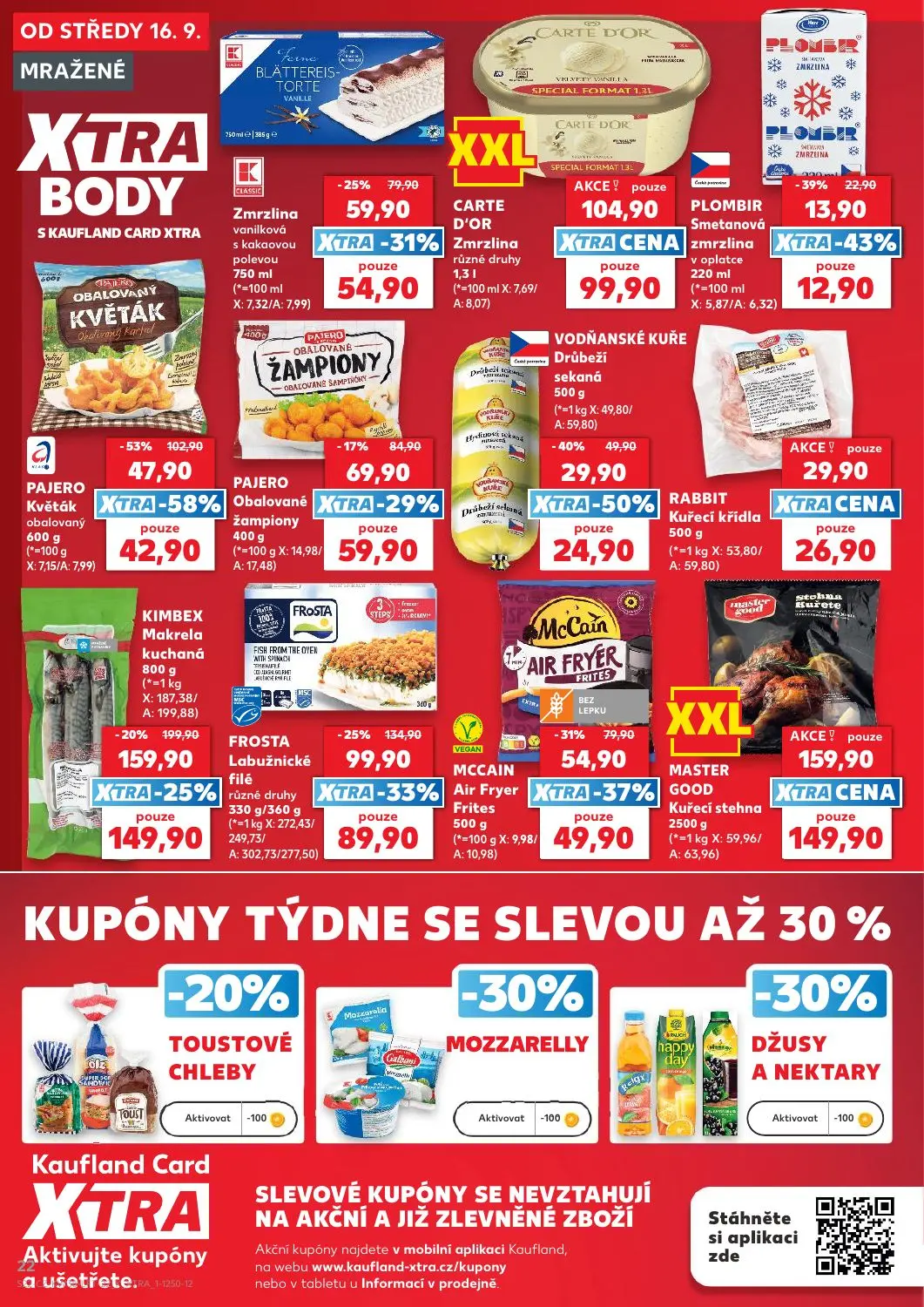 Kaufland leták, strana 22 z 56 — PAJERO Květák obalovaný, KIMBEX Makrela kuchaná, FROSTA Labužnické filé