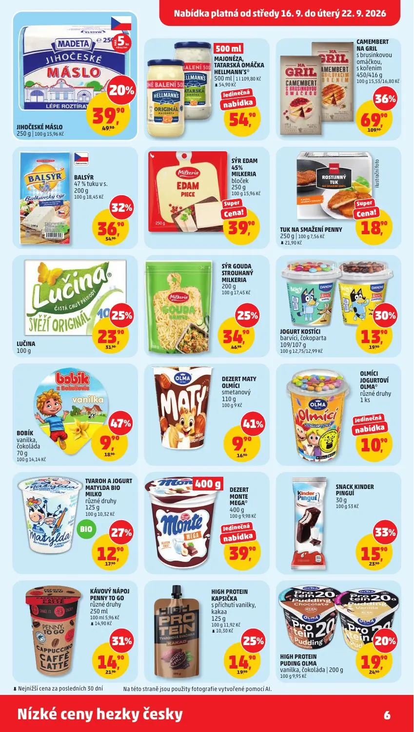 PENNY leták, strana 6 z 40 — CAMEMBERT NA GRIL s brusinkovou omáčkou, s kořením, BALSÝR 47% tuku v s., SÝR GOUDA STROUHANÝ M…