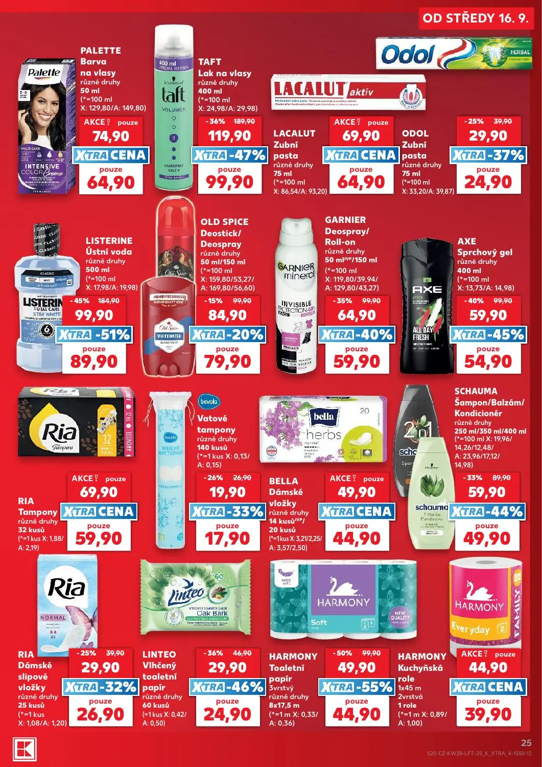 Kaufland leták, strana 25 z 56 — LISTERINE Ústní voda, TAFT Lak na vlasy, HARMONY Toaletní papír 3vrstvý