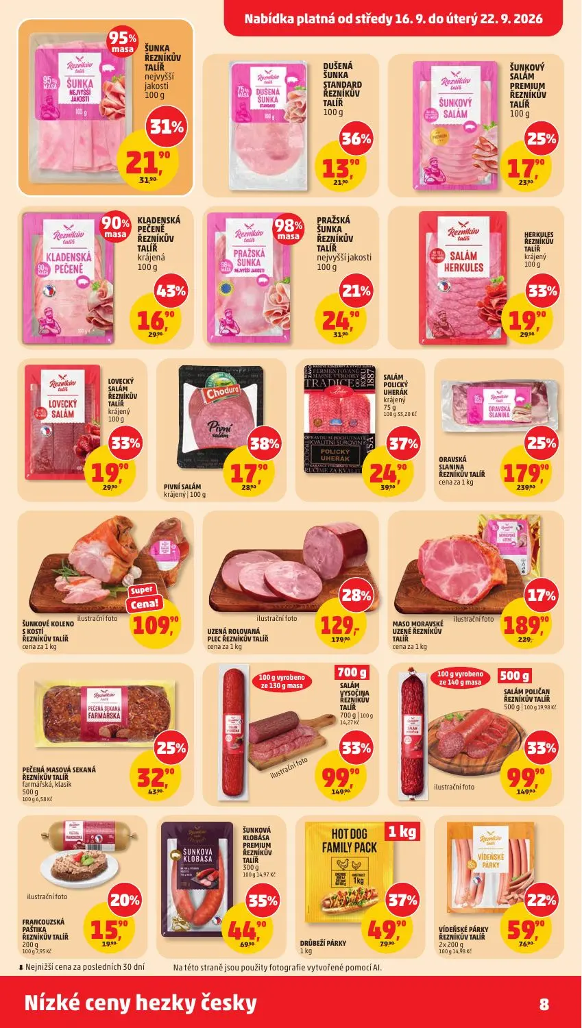 PENNY leták, strana 8 z 40 — ORAVSKÁ SLANINA ŘEZNÍKŮV TALÍŘ, UZENÁ ROLOVANÁ PLEC ŘEZNÍKŮV TALÍŘ, SALÁM VYSOČINA ŘEZNÍKŮV TAL…