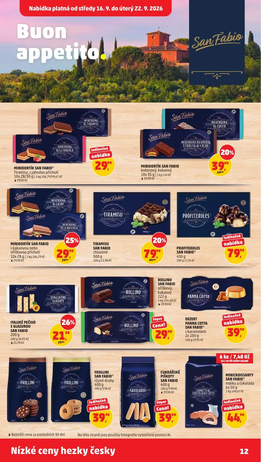 PENNY leták, strana 12 z 40 — TIRAMISU SAN FABIO chlazené, MINIDORTÍK SAN FABIO s kakaovou nebo oříškovou příchutí, MINIDORT…