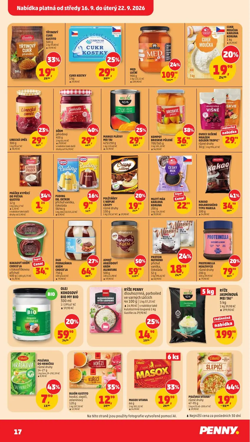 PENNY leták, strana 17 z 40 — JEMNÝ ARAŠÍDOVÝ KRÉM ALLNATURE, MED LUČNÍ, KAKAO HOLANDSKÉHO TYPU MARILA