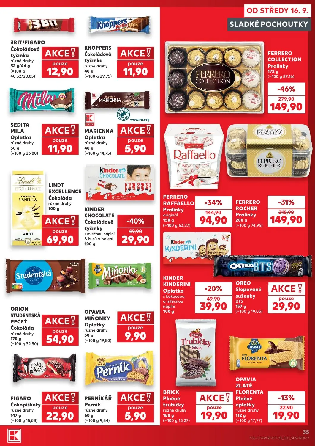 Kaufland leták, strana 35 z 56 — FERRERO COLLECTION Pralinky, FERRERO ROCHER Pralinky, FERRERO RAFFAELLO Pralinky originál
