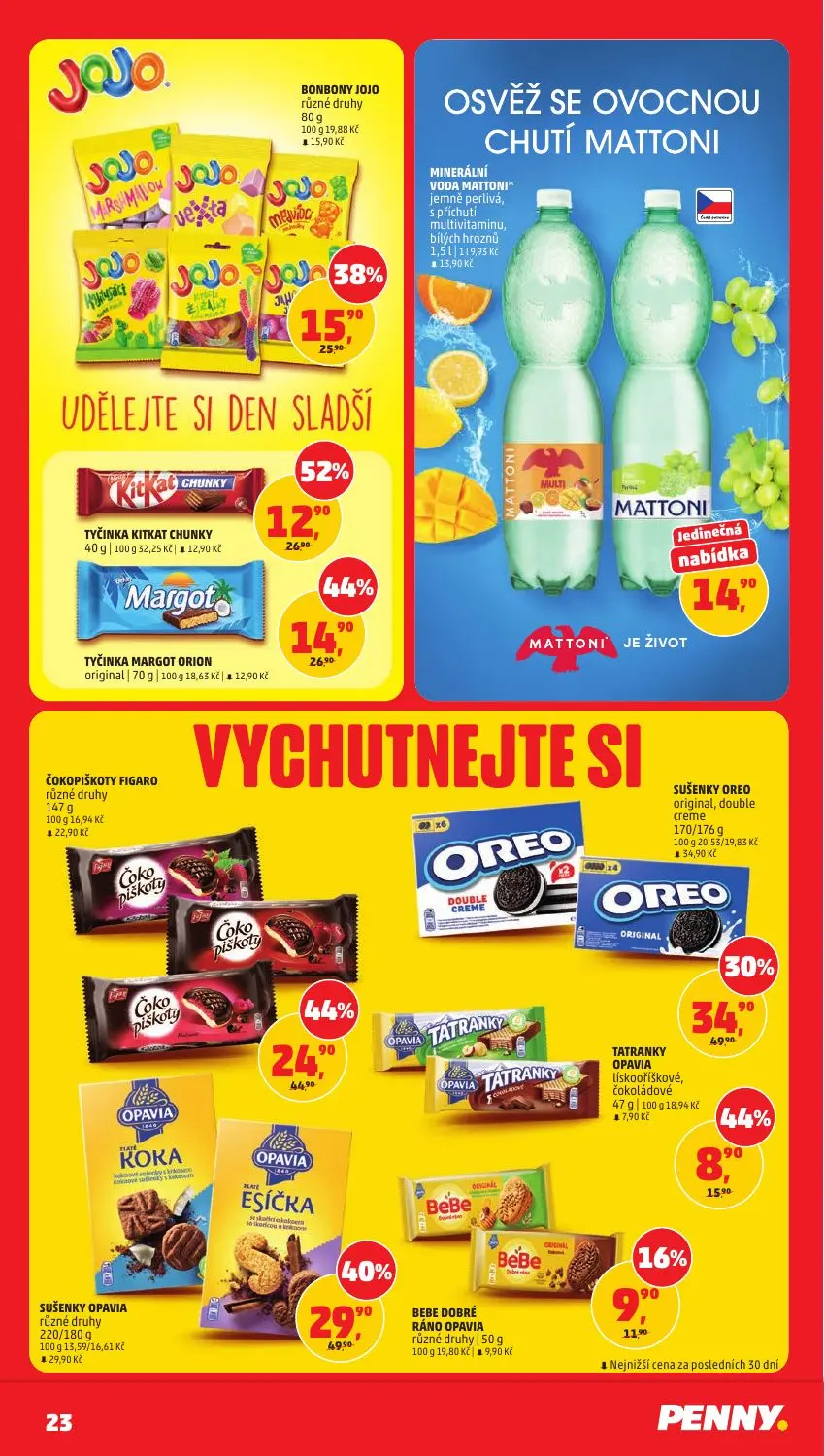 PENNY leták, strana 23 z 40 — ČOKOPIŠKOTY FIGARO, SUŠENKY OPAVIA, SUŠENKY OREO original, double creme