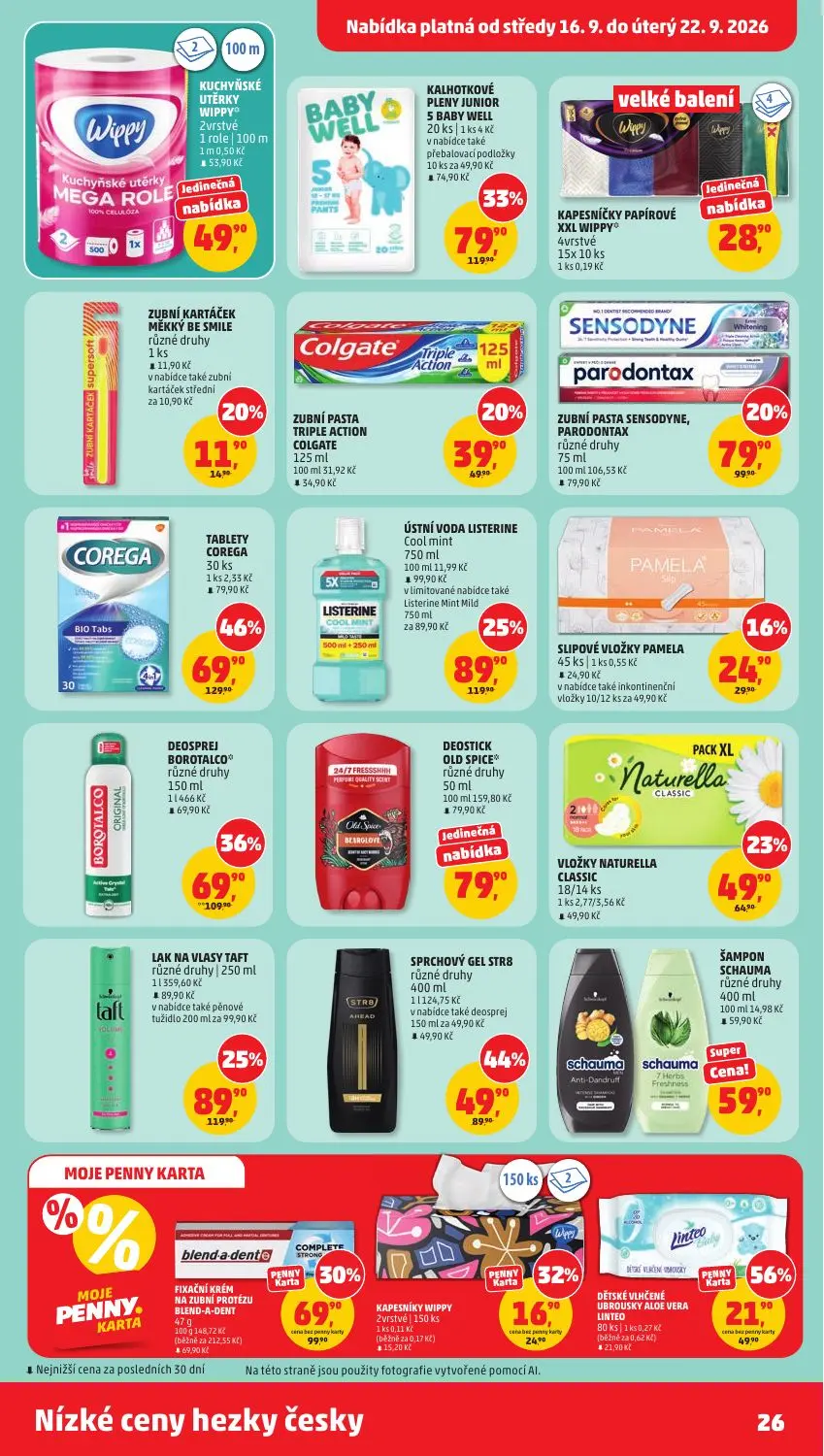 PENNY leták, strana 26 z 40 — TABLETY COREGA, SPRCHOVÝ GEL STR8, KALHOTKOVÉ PLENY JUNIOR 5 BABY WELL