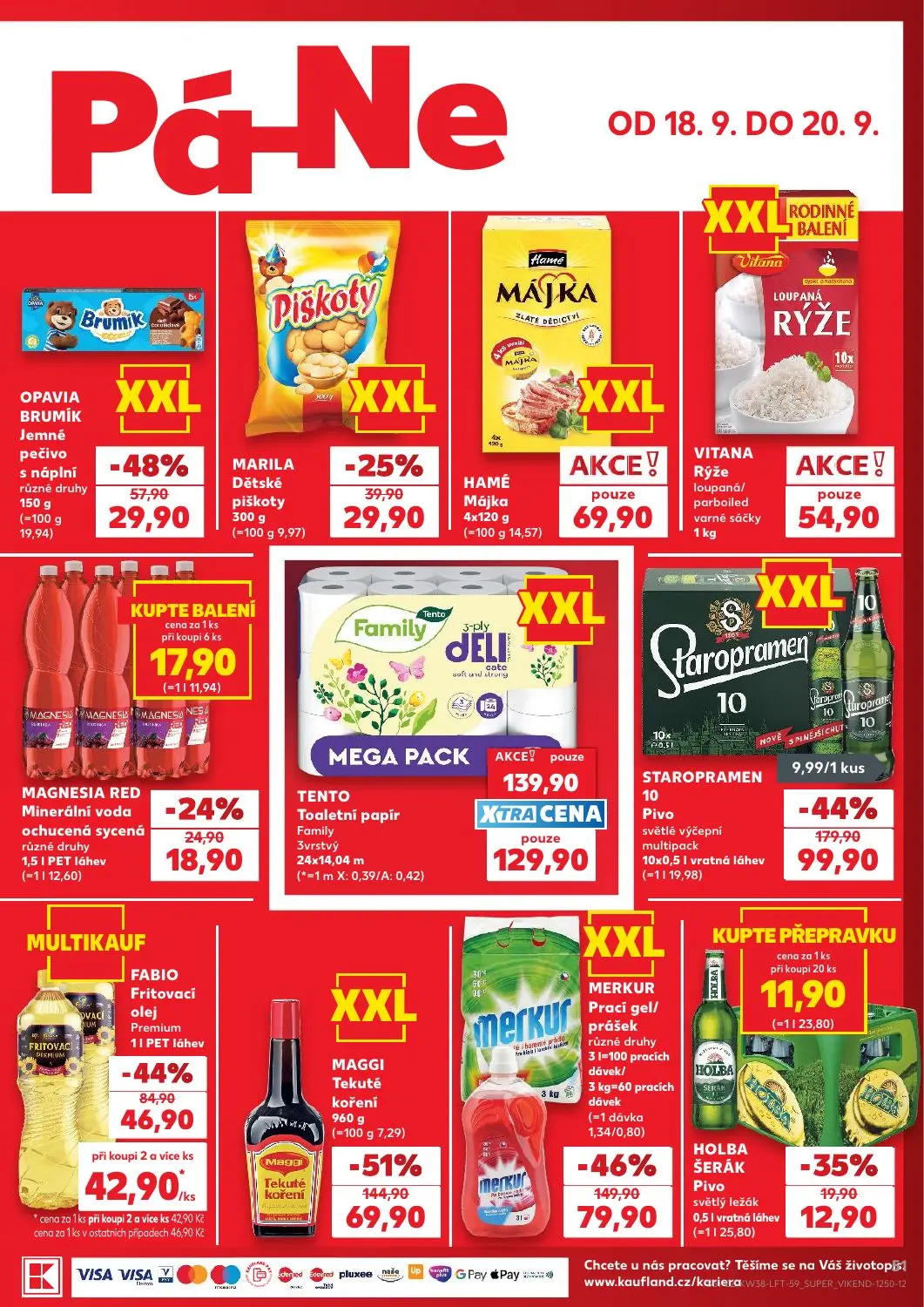 Kaufland leták, strana 51 z 56 — STAROPRAMEN 10 Pivo světlé výčepní multipack, MAGGI Tekuté koření, MERKUR Prací gel/prášek …