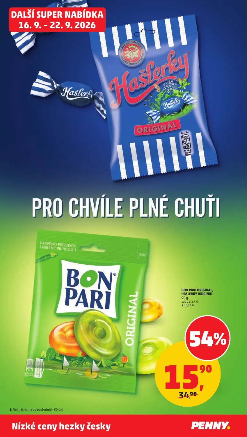 PENNY leták, strana 34 z 40 — BON PARI ORIGINAL, HAŠLERKY ORIGINAL