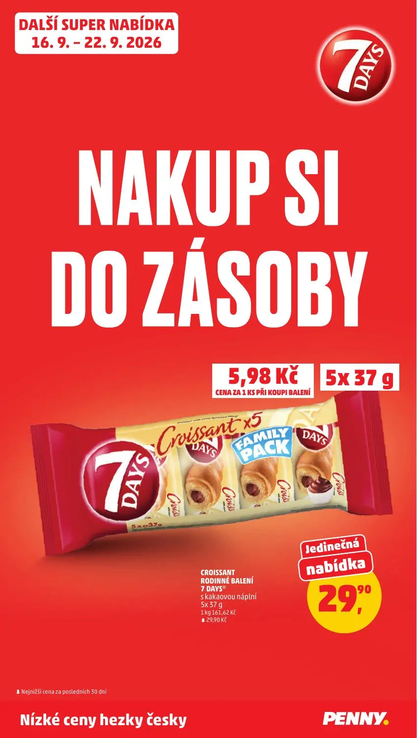 PENNY leták, strana 36 z 40 — CROISSANT RODINNÉ BALENÍ 7 DAYS s kakaovou náplní
