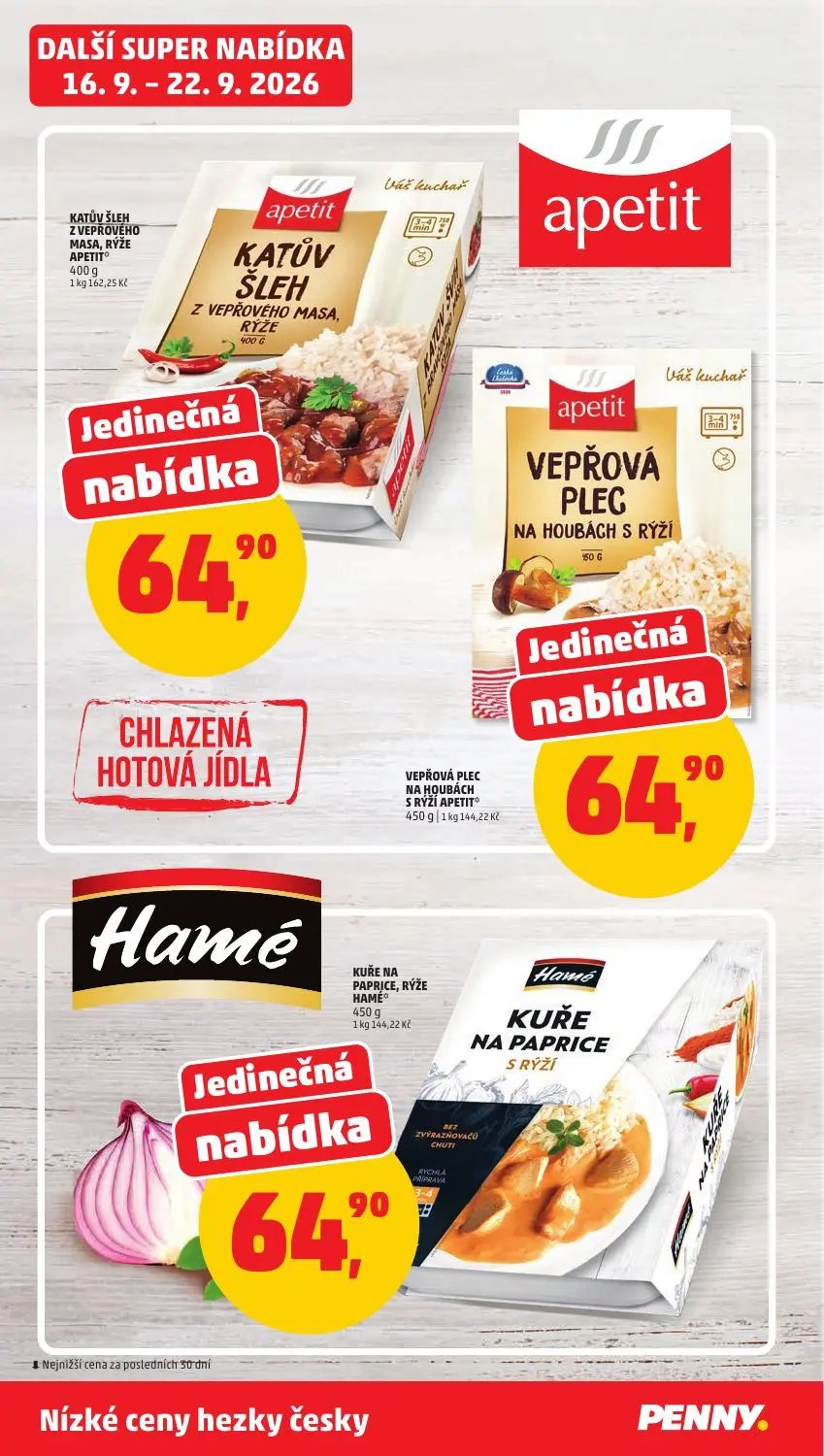 PENNY leták, strana 40 z 40 — KATŮV ŠLEH Z VEPŘOVÉHO MASA, RÝŽE APETITO, VEPŘOVÁ PLEC NA HOUBÁCH S RÝŽÍ APETIT, KUŘE NA PAPR…