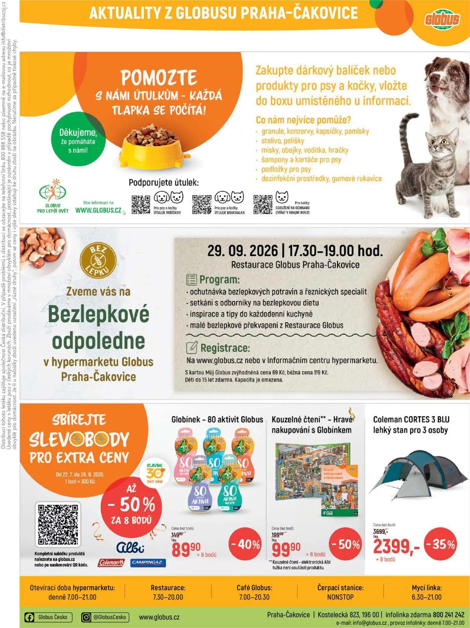 GLOBUS leták, strana 34 z 43 — Coleman CORTES 3 BLU lehký stan pro 3 osoby, Kouzelné čtení** - Hravé nakupování s Globínkem,…