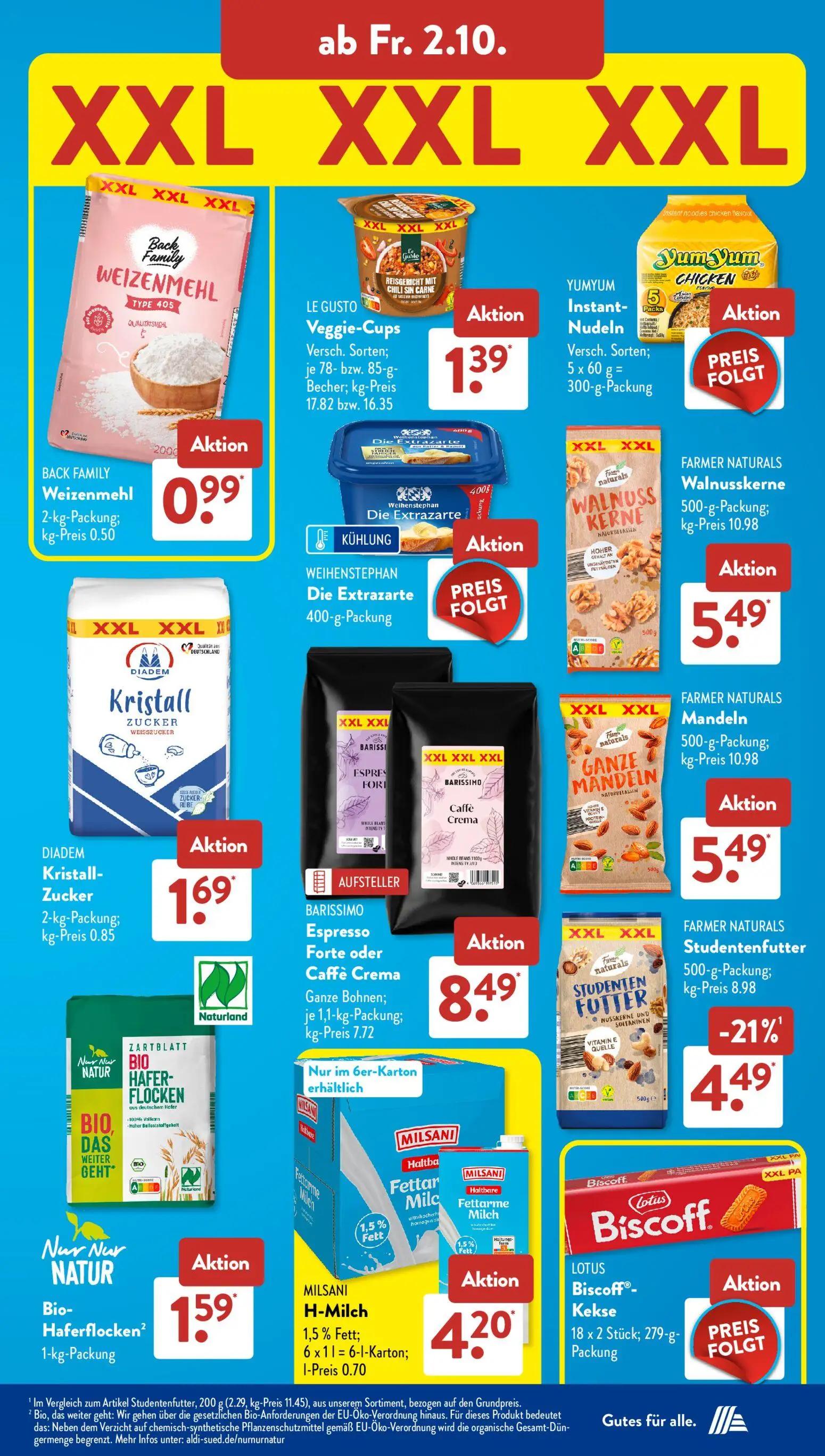 Aldi Süd Prospekt, Seite 11 von 23 — Studentenfutter, Weizenmehl, Veggie-Cups