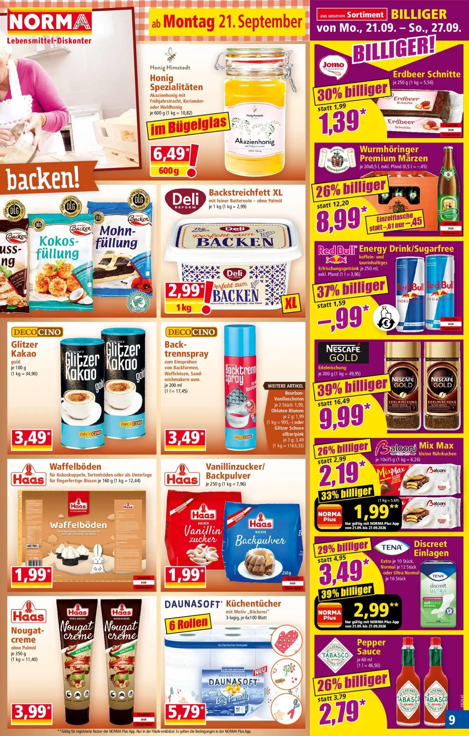 Norma Prospekt, Seite 9 von 18 — NESCAFE GOLD Edelmischung, Wurmhöringer Premium Märzen, Discreet Einlagen