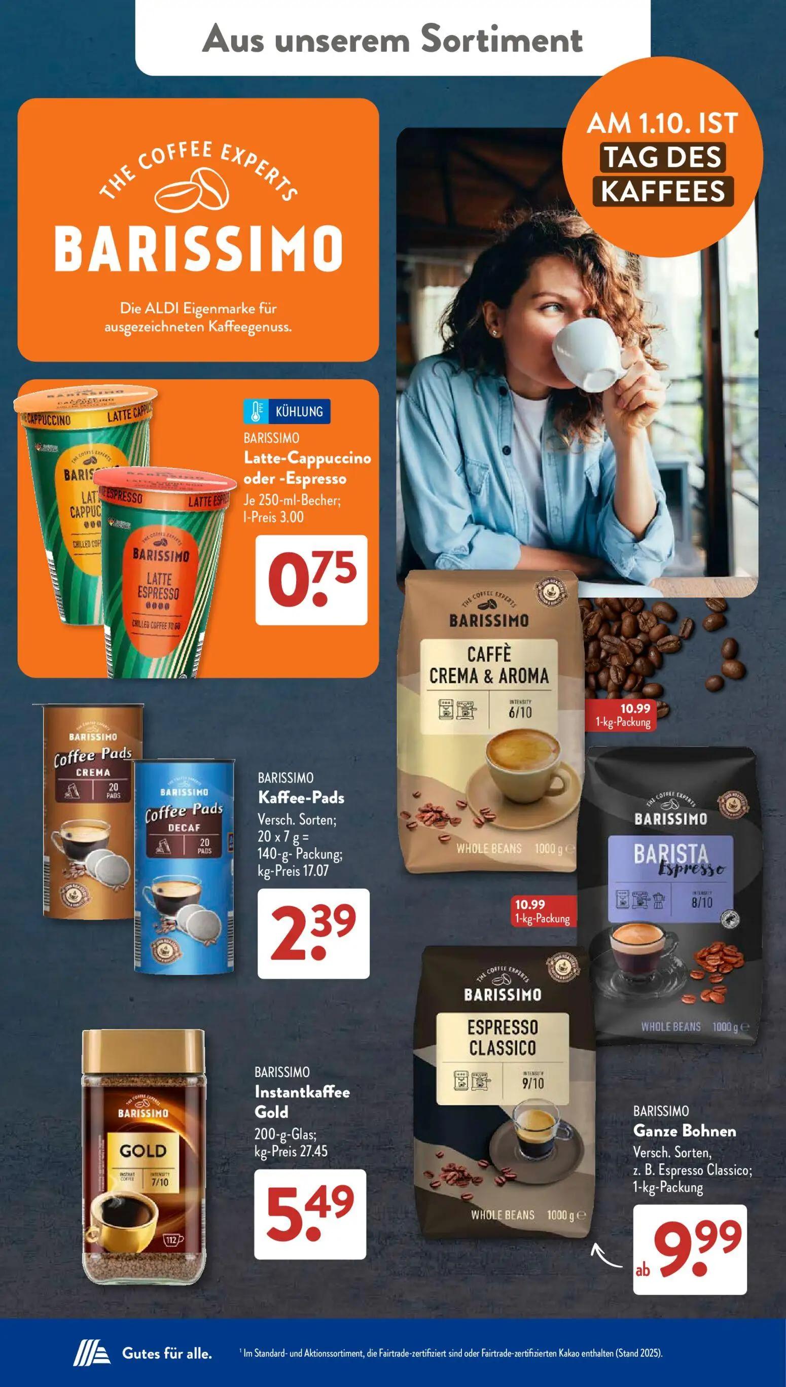 Aldi Süd Prospekt, Seite 17 von 23 — BARISSIMO Latte-Cappuccino oder -Espresso, BARISSIMO Caffè Crema & Aroma, BARISSIMO Kaf…