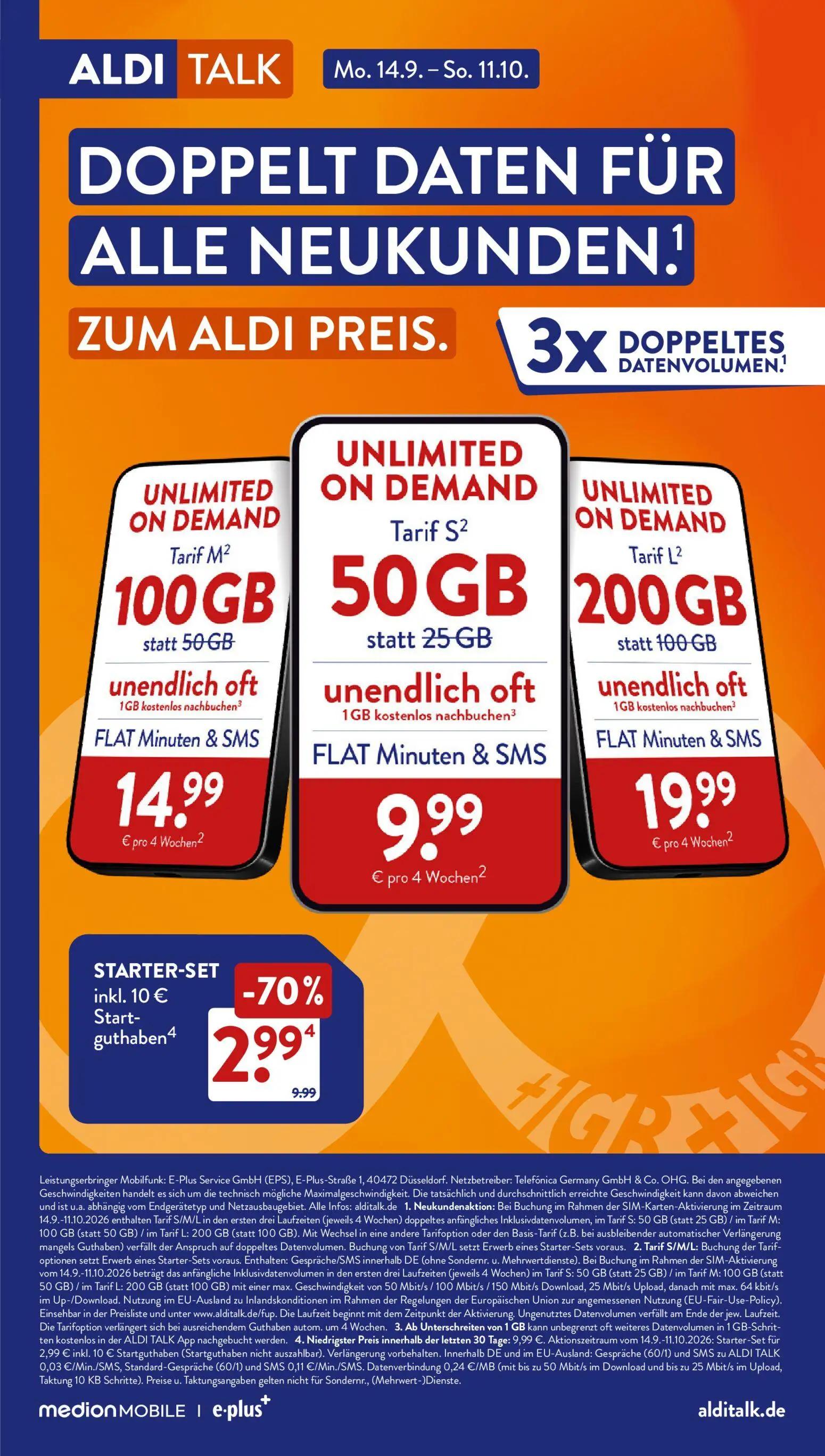 Aldi Süd Prospekt, Seite 21 von 23 — STARTER-SET inkl. 10 € Startguthaben, UNLIMITED ON DEMAND Tarif M, UNLIMITED ON DEMAND …