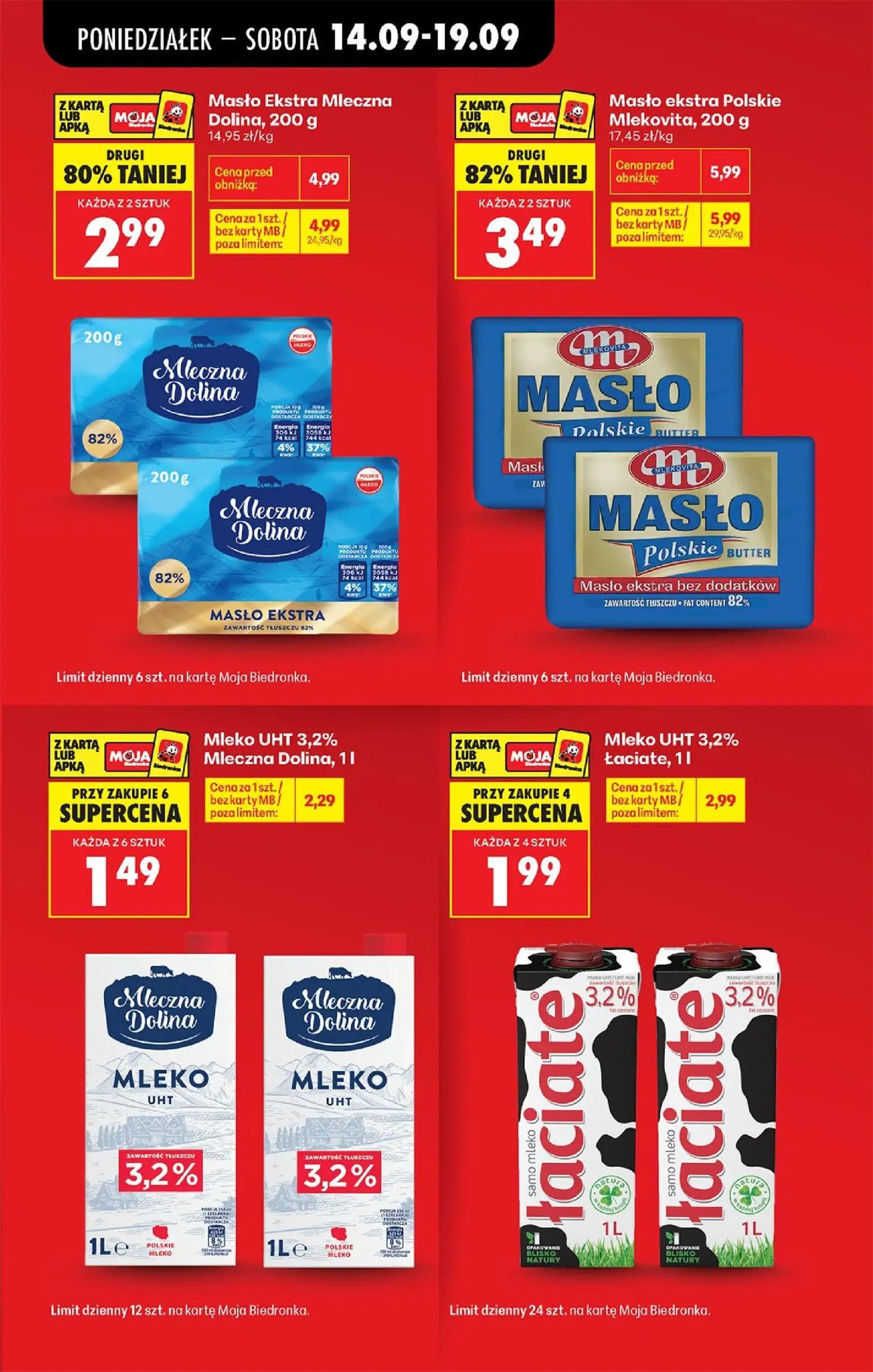 Biedronka gazetka, strona 7 z 99 — Masło ekstra Polskie Mlekovita, 200 g, Masło Ekstra Mleczna Dolina, 200 g, Mleko UHT 3,2%…