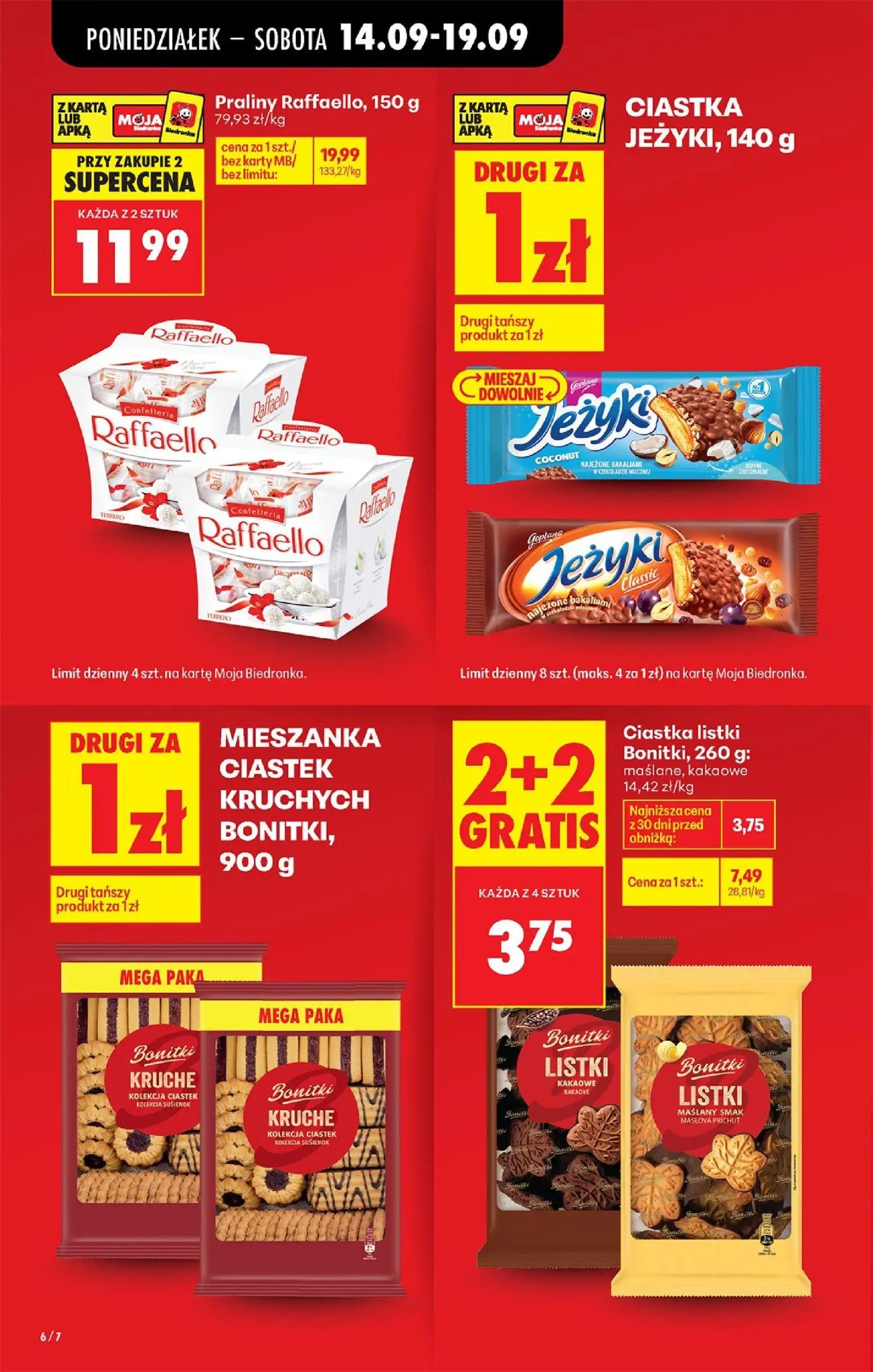 Biedronka gazetka, strona 10 z 99 — Praliny Raffaello, Ciastka listki Bonitki, CIASTKA JEŻYKI