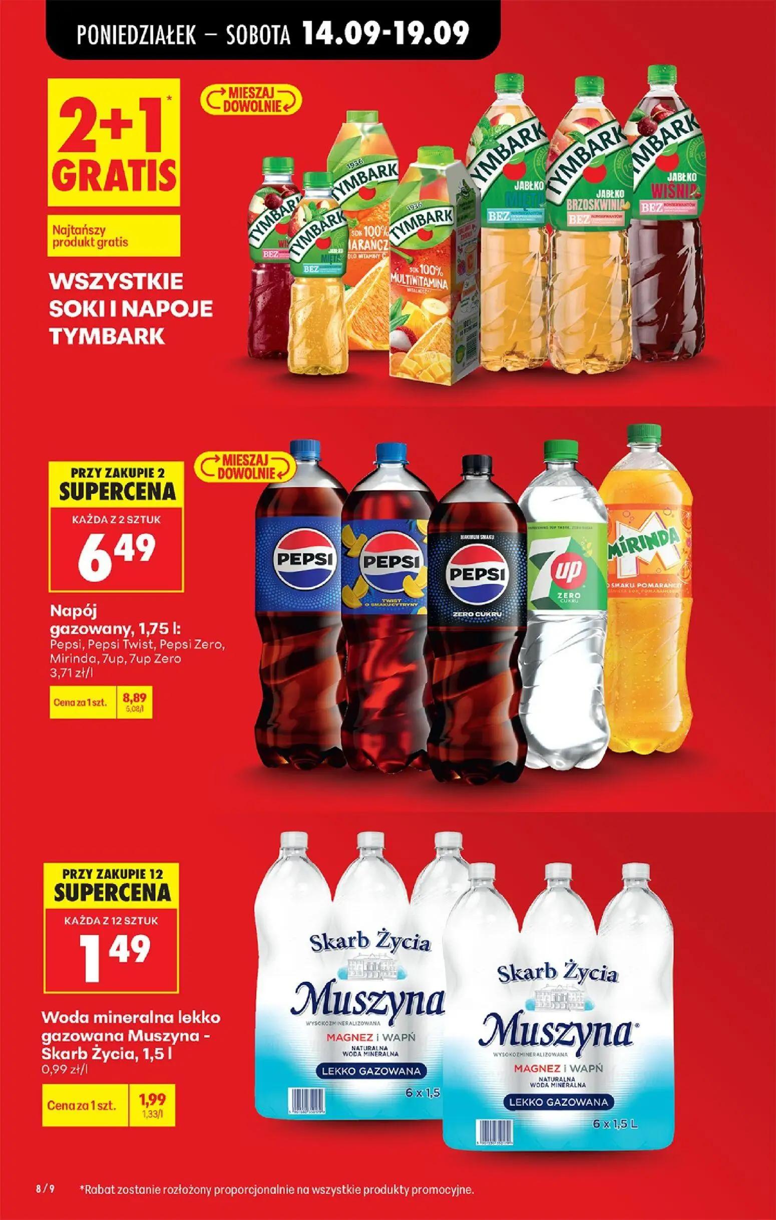 Biedronka gazetka, strona 12 z 99 — Napój gazowany, Woda mineralna lekko gazowana Muszyna Skarb Życia