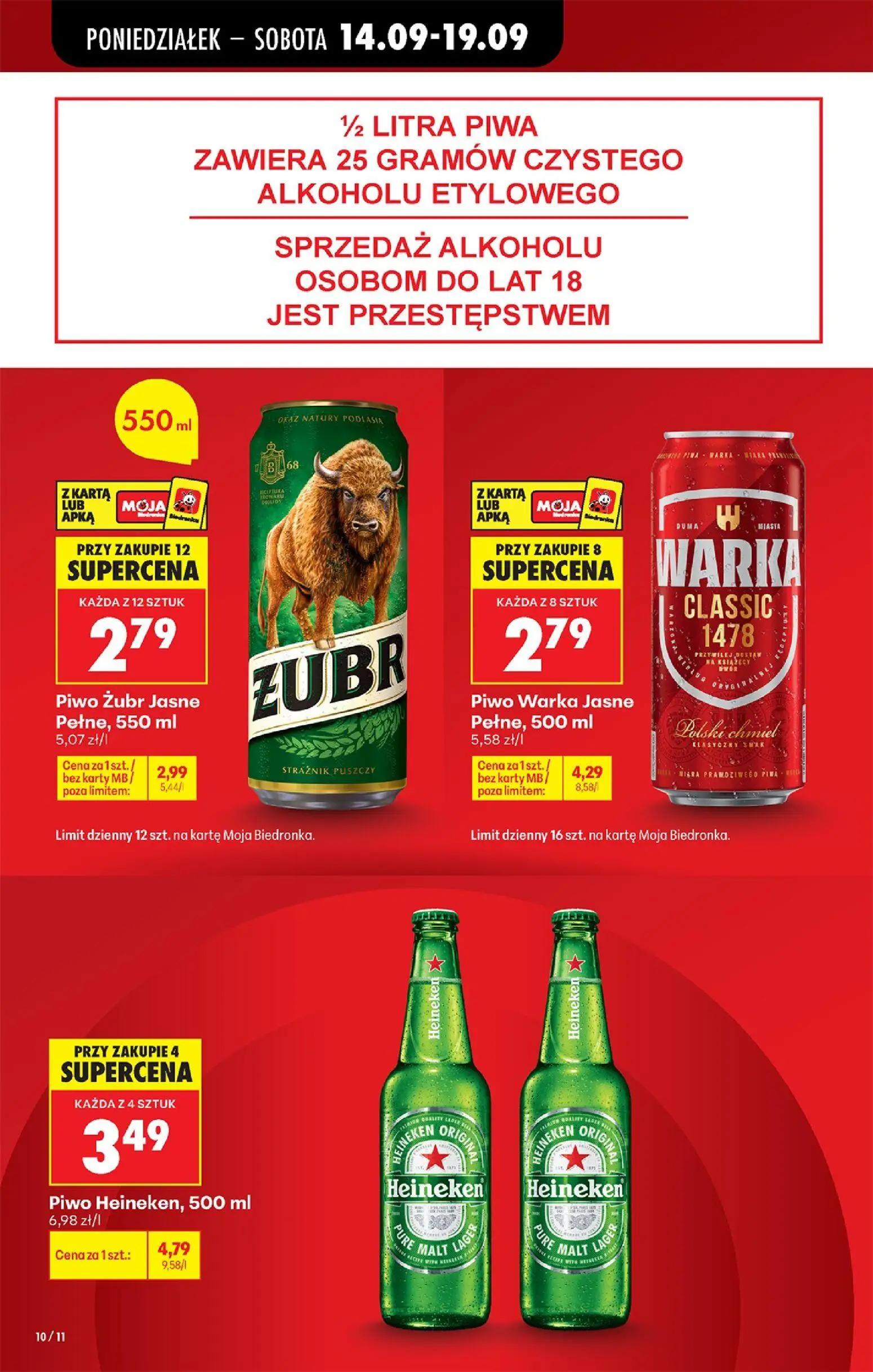 Biedronka gazetka, strona 14 z 99 — Piwo Żubr Jasne Pełne, Piwo Warka Jasne Pełne, Piwo Heineken