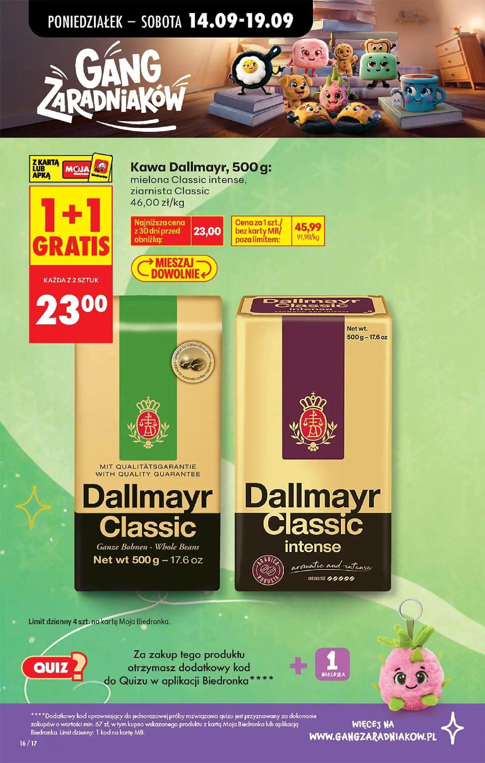 Biedronka gazetka, strona 22 z 99 — Kawa Dallmayr, 500 g: mielona Classic intense, ziarnista Classic