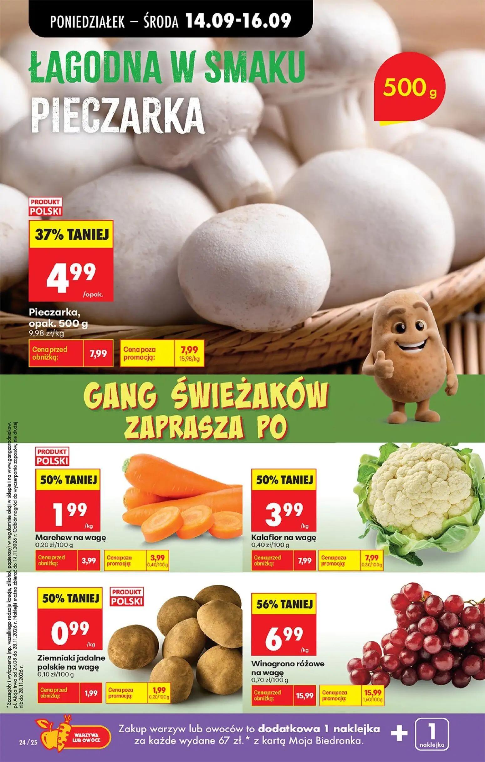 Biedronka gazetka, strona 34 z 99 — Winogrono różowe na wagę, Kalafior na wagę, Pieczarka