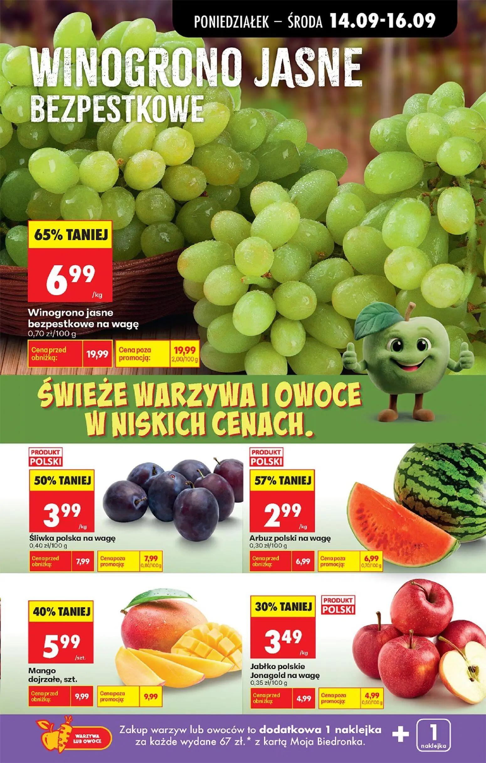 Biedronka gazetka, strona 35 z 99 — Winogrono jasne bezpestkowe, Śliwka polska, Arbuz polski