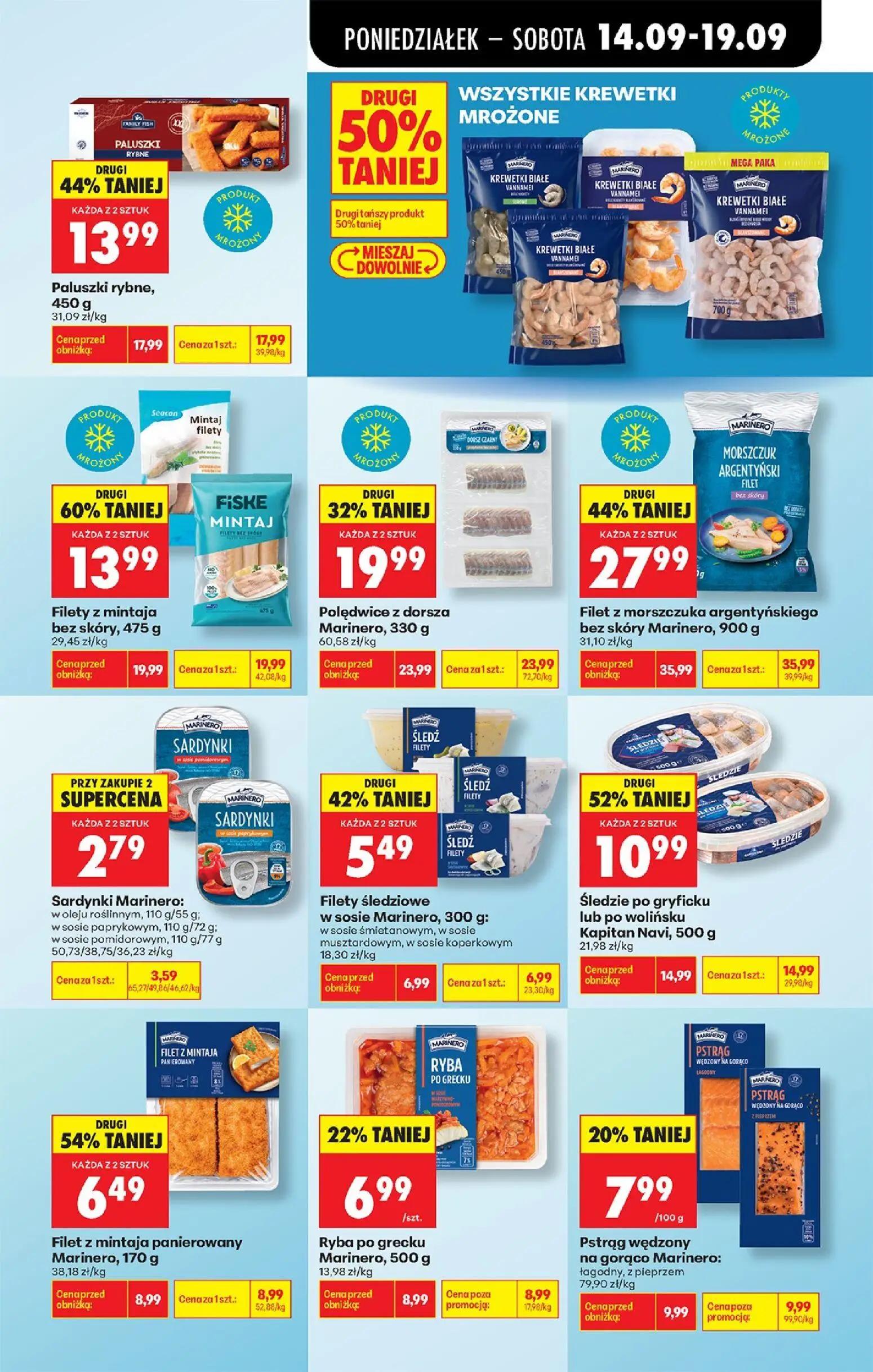 Biedronka gazetka, strona 43 z 99 — Filet z morszczuka argentyńskiego bez skóry Marinero, Filety z mintaja bez skóry, Palusz…