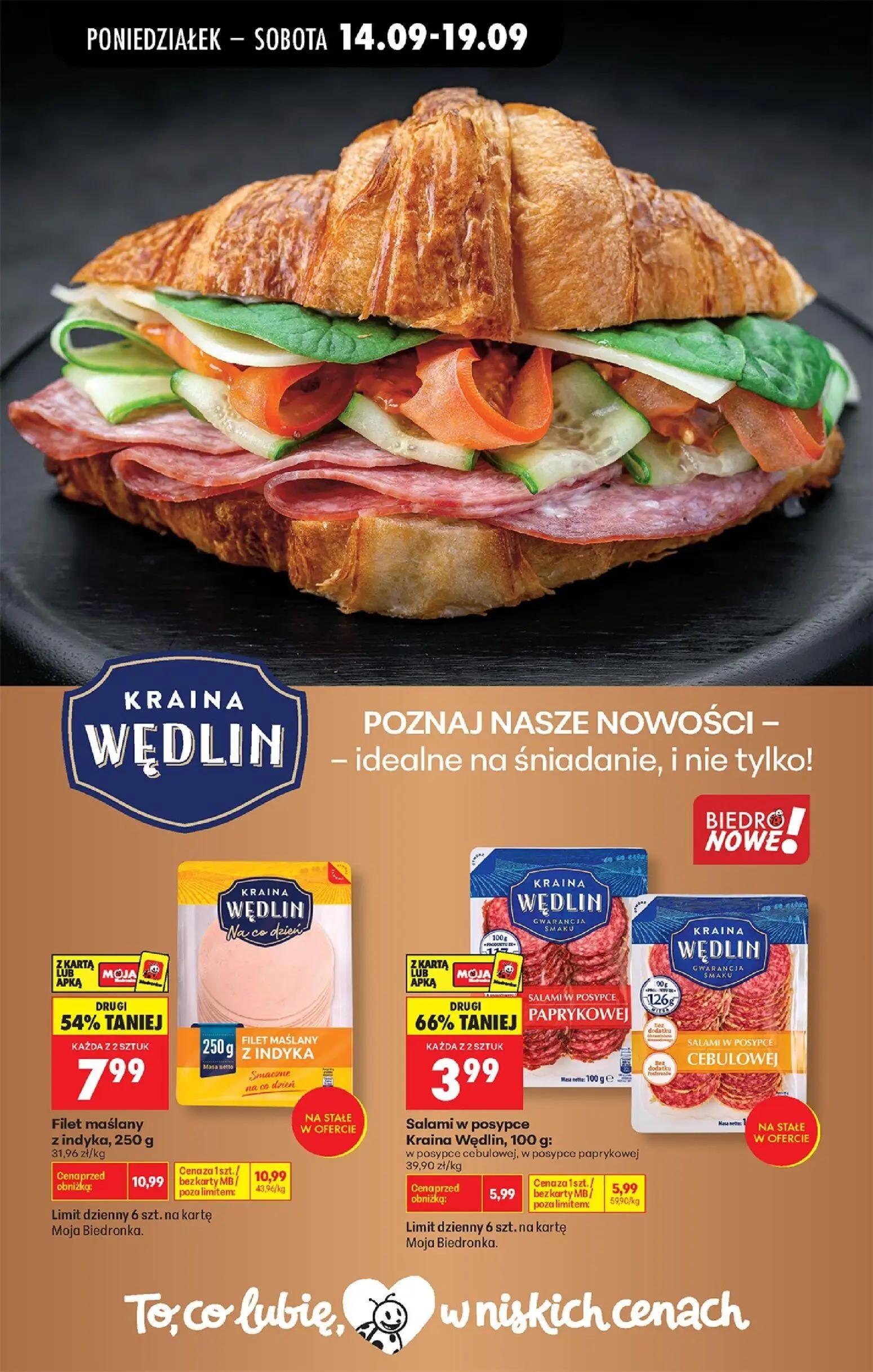 Biedronka gazetka, strona 54 z 99 — Filet maślany z indyka, Salami w posypce Kraina Wędlin