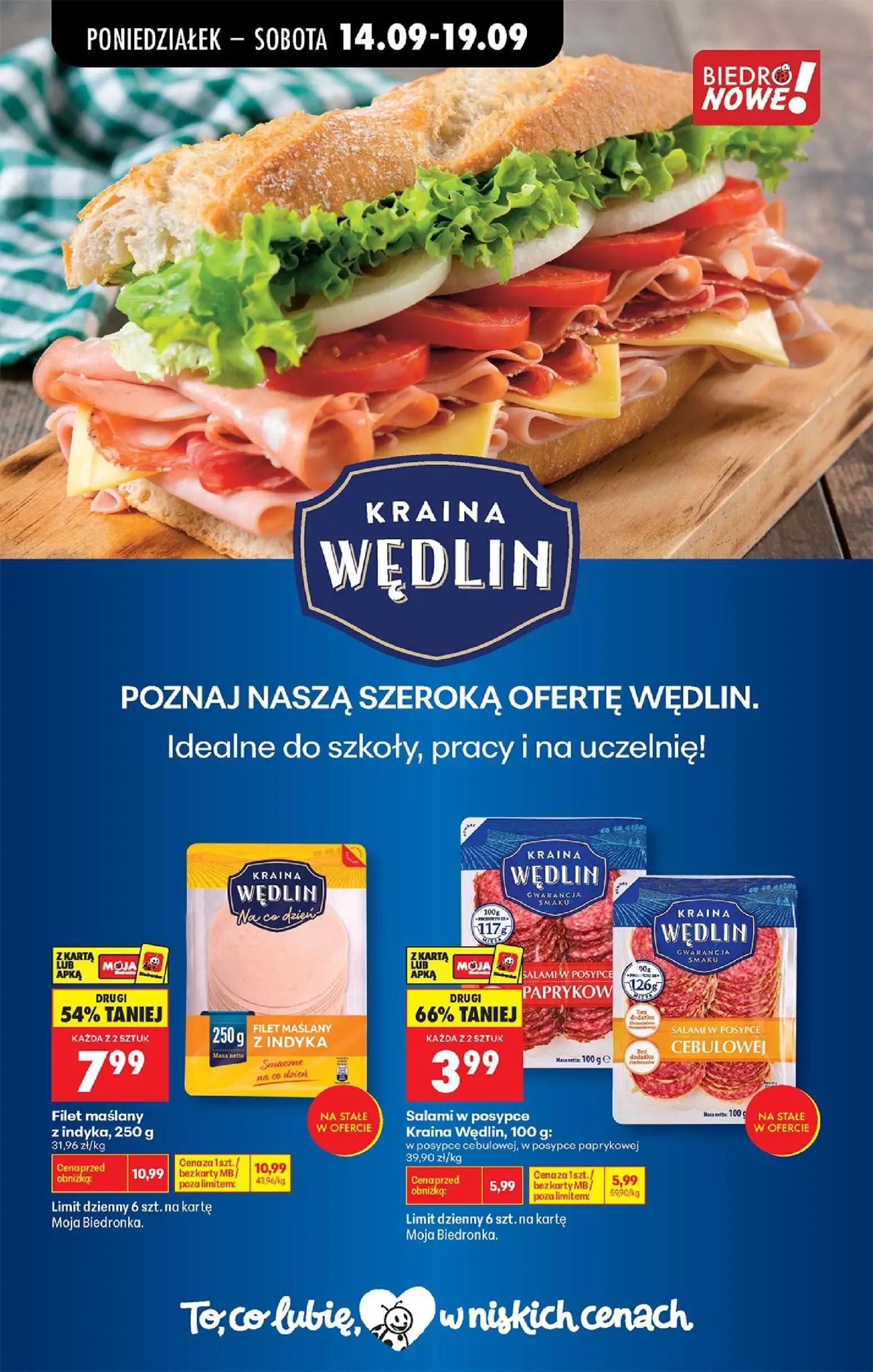 Biedronka gazetka, strona 55 z 99 — Filet maślany z indyka, Salami w posypce Kraina Wędlin