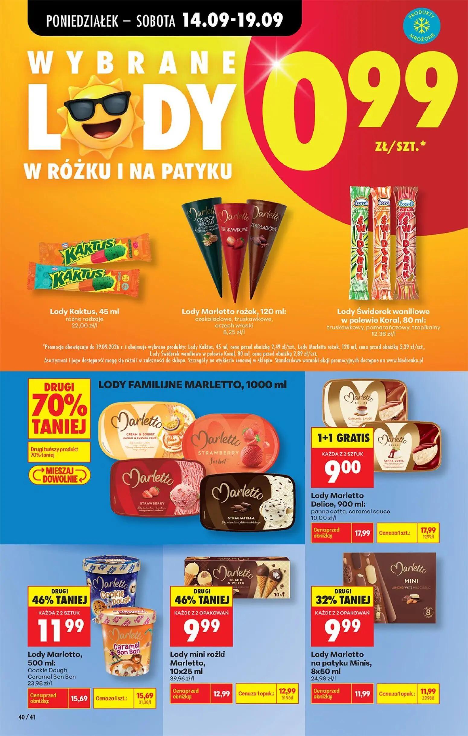 Biedronka gazetka, strona 60 z 99 — Lody Marletto Delice, Lody Marletto, Lody mini rożki Marletto