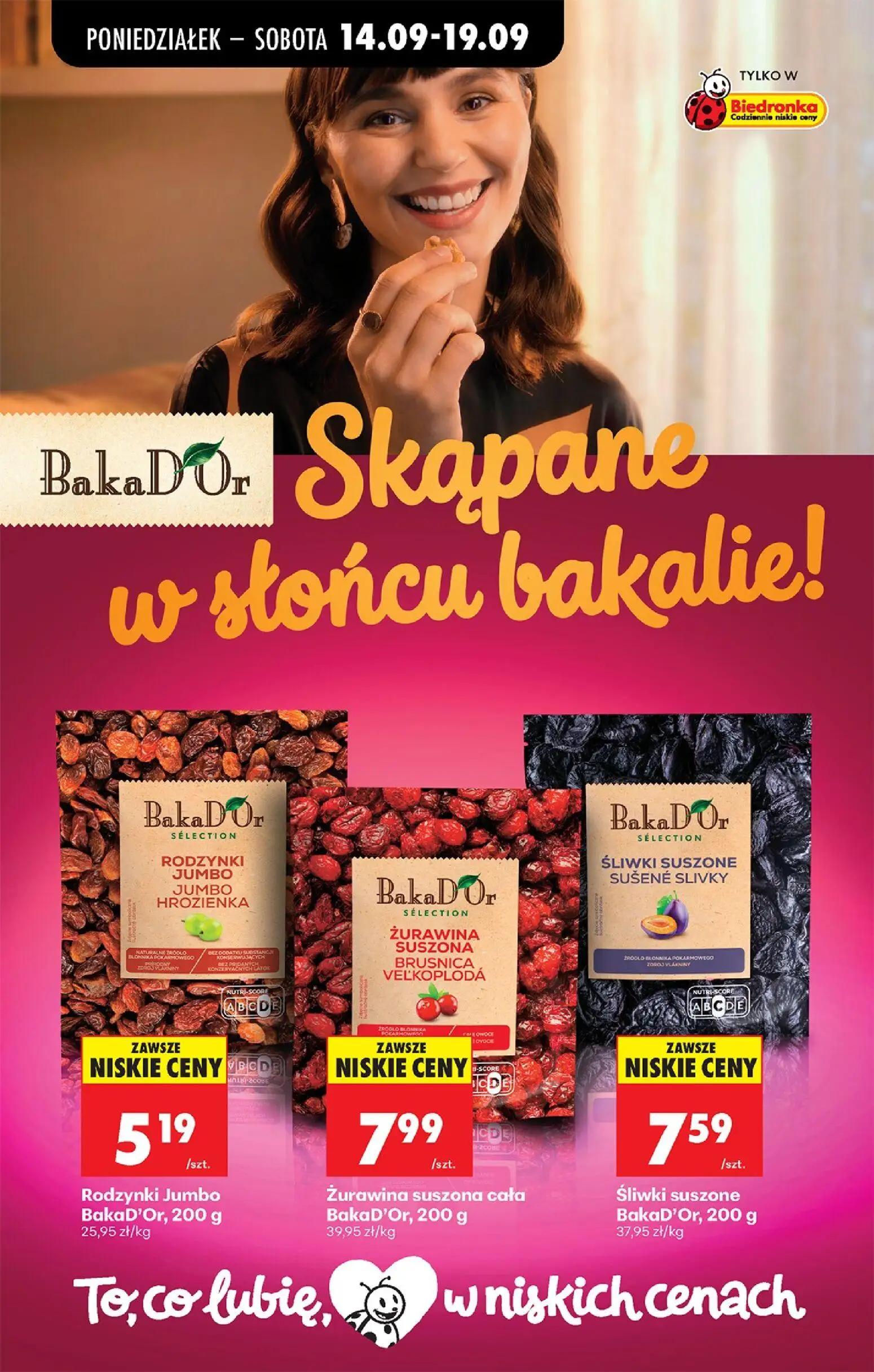 Biedronka gazetka, strona 68 z 99 — Rodzynki Jumbo BakaD'Or, Żurawina suszona cała BakaD'Or, Śliwki suszone BakaD'Or