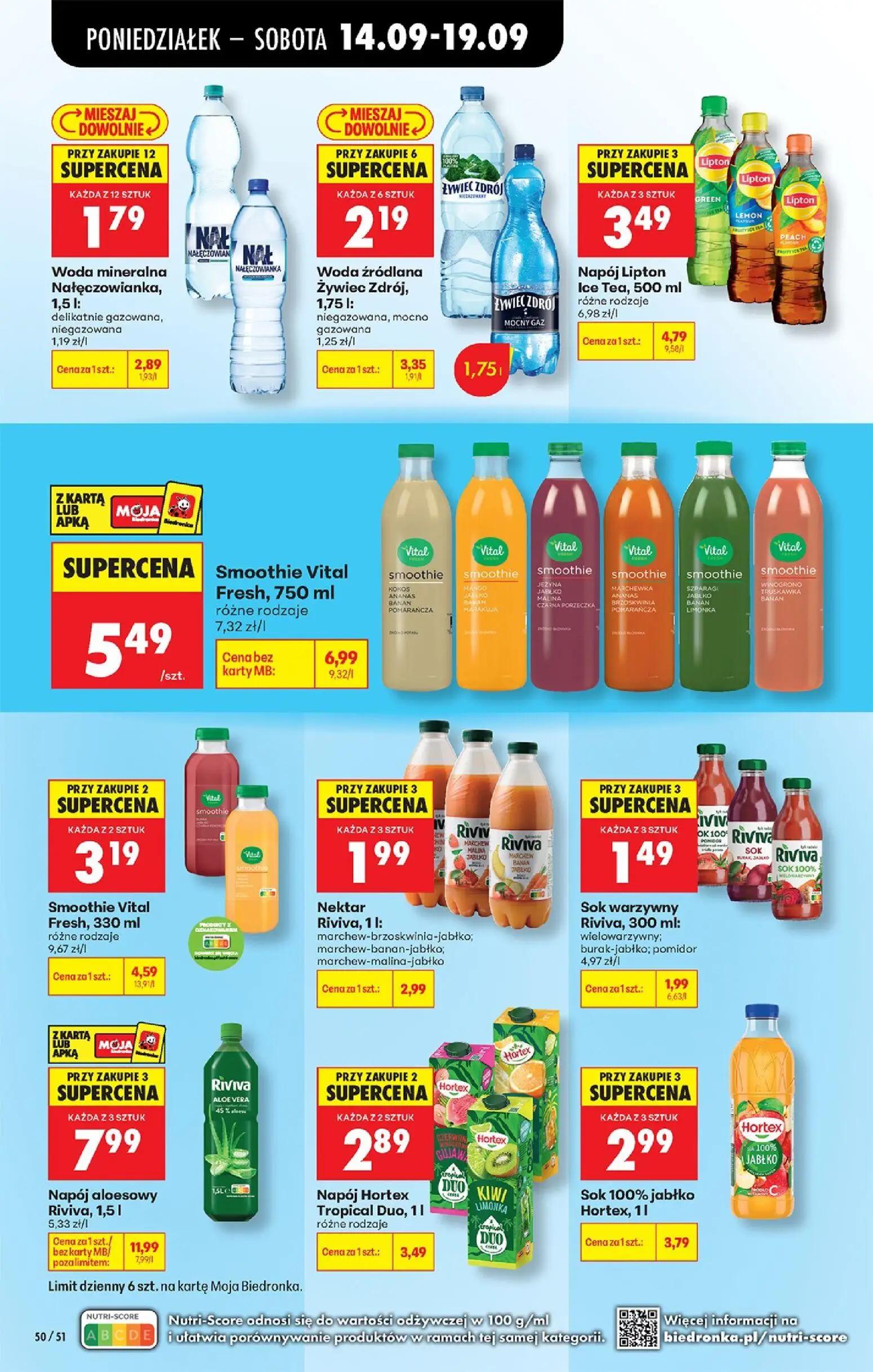 Biedronka gazetka, strona 72 z 99 — Napój aloesowy Riviva, Smoothie Vital Fresh, Woda mineralna Nałęczowianka