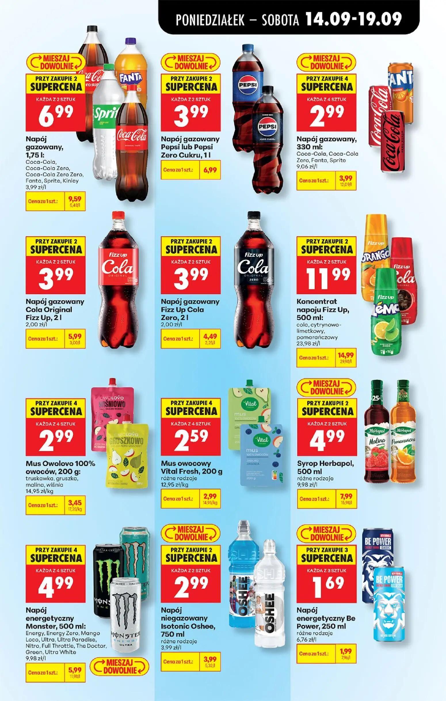 Biedronka gazetka, strona 73 z 99 — Napój gazowany Pepsi lub Pepsi Zero Cukru, Koncentrat napoju Fizz Up cola, cytrynowo-lim…