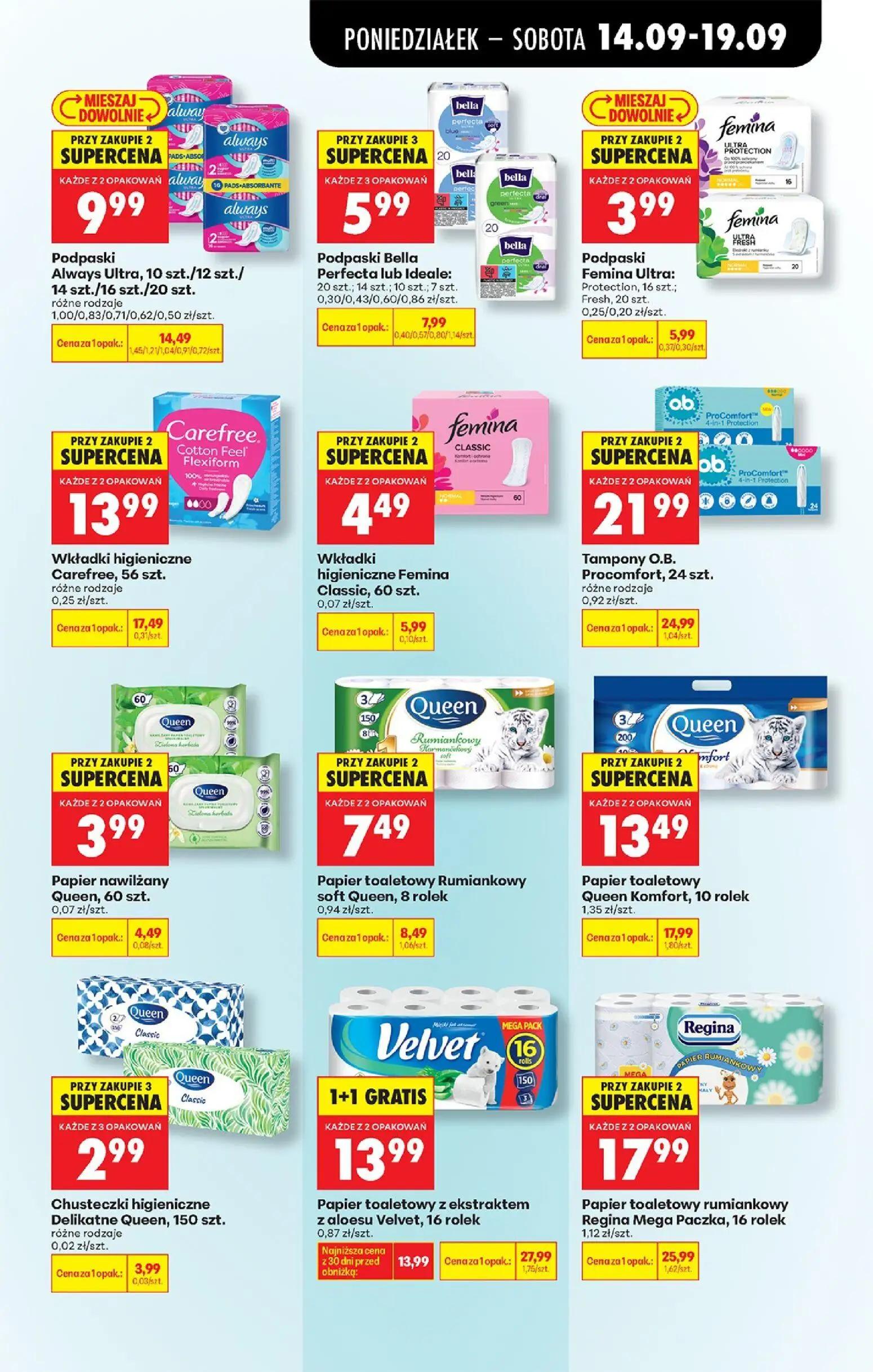 Biedronka gazetka, strona 85 z 99 — Papier toaletowy z ekstraktem z aloesu Velvet, 16 rolek, Papier toaletowy rumiankowy Reg…